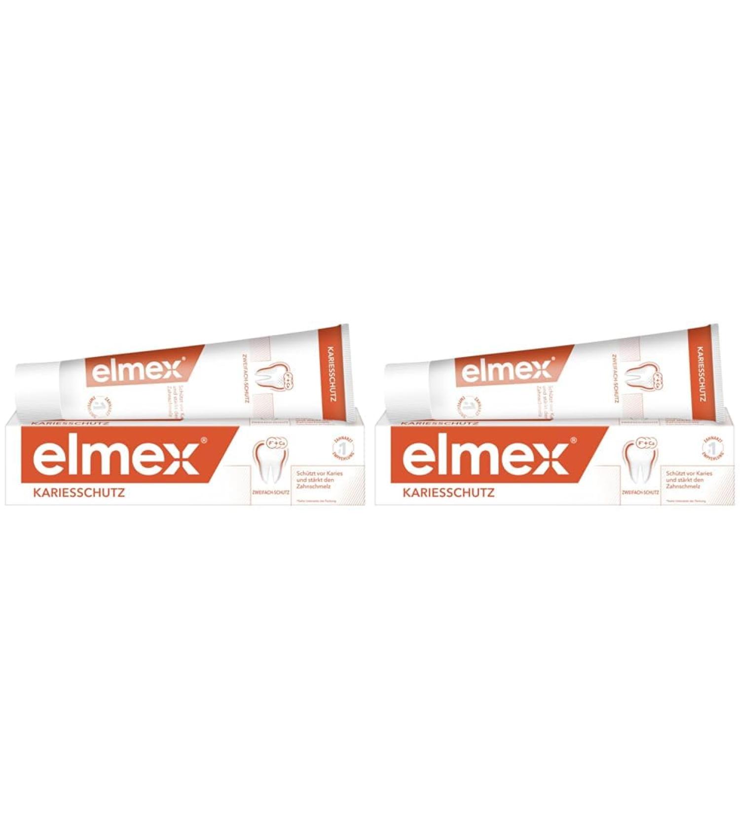 Elmex Toothpaste Caries Protection 75ml | Twin-Active Calcium Fluoride Shield | Buy 4-Pack for Effective Dental Care - Buy Online on GoSupps.com