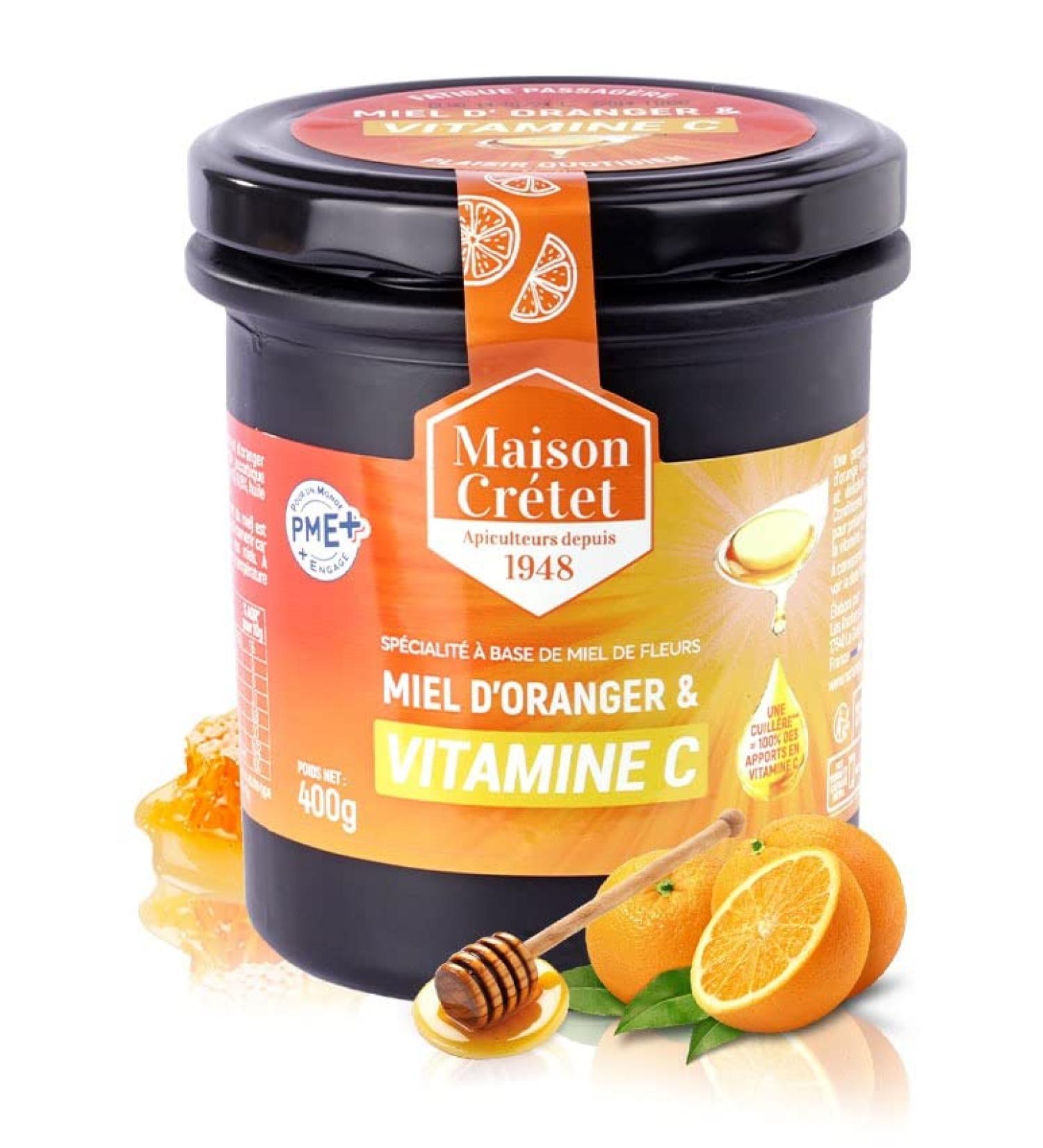 Maison Cr tet | Orange Honey and Vitamin C | Made in France | Opaque Black Glass Jar | Preparation in 400g Jar - Buy Online on GoSupps.com
