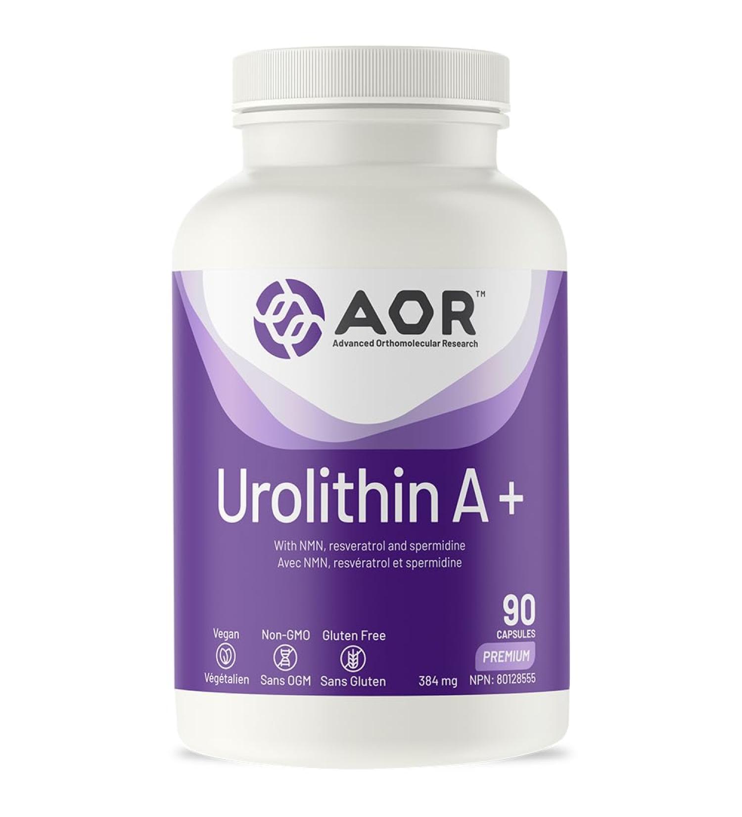 AOR - Urolithin A+ 90 Capsules - With NMN Resveratrol and Spermidine - A Synergistic Combination for Energy and Nutrient Metabolism - Buy Online on GoSupps.com