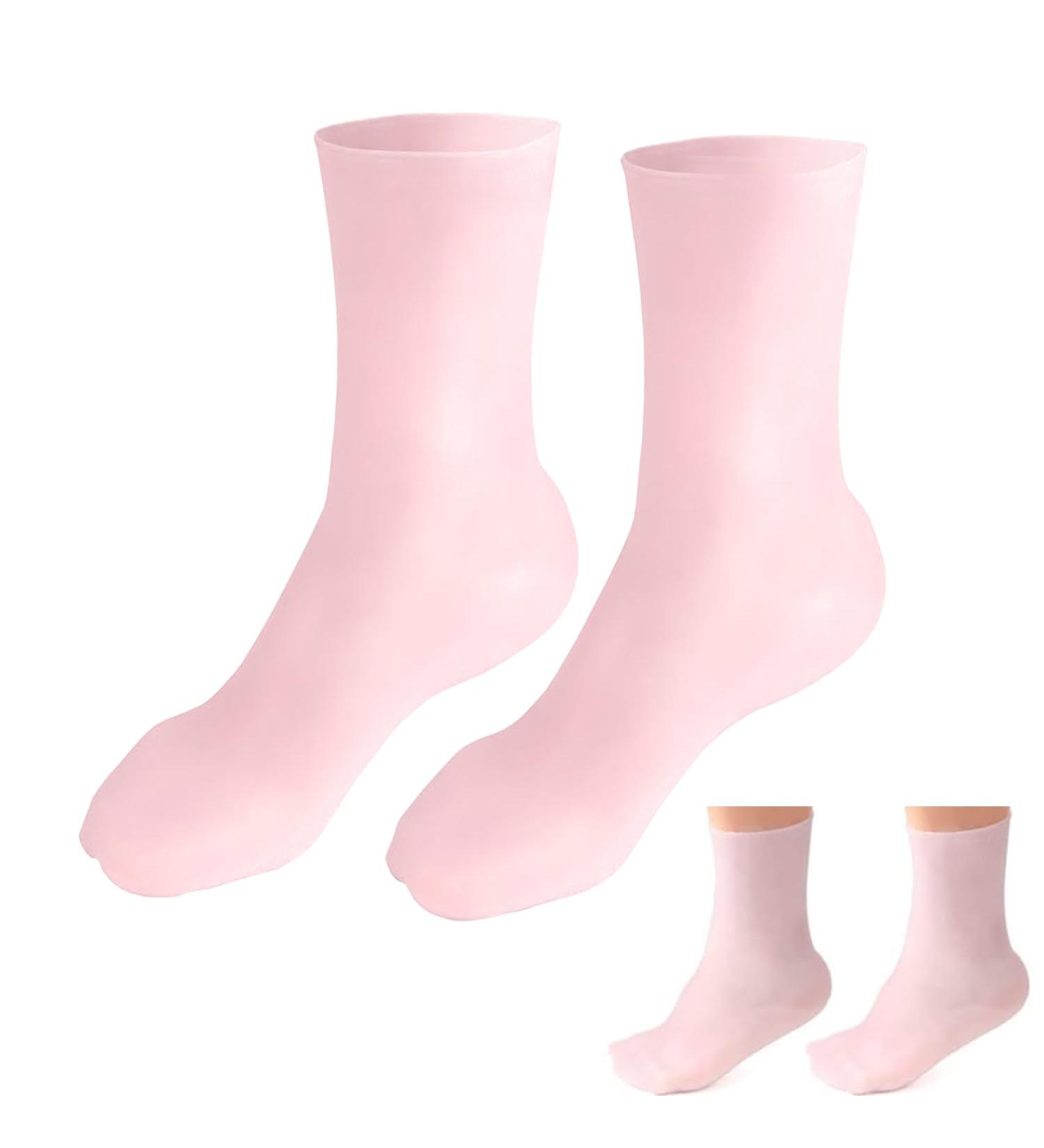 Moisturising Gel Silicone Socks for Women - Repair Dry Cracked Feet | Aloe Spa Pedicure Socks - Soften Rough Skin (Pink) - Buy Online on GoSupps.com