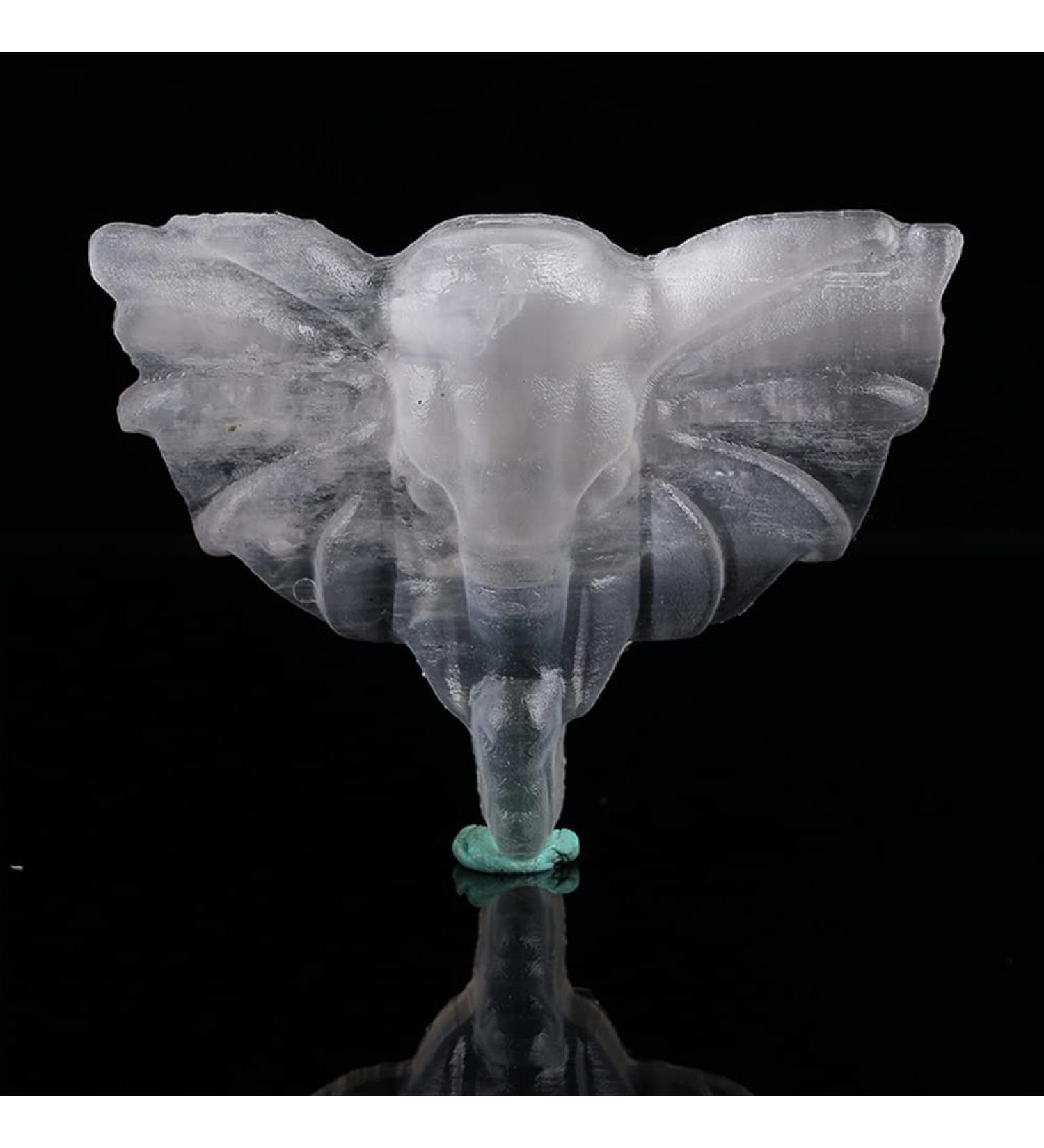 Crystal Rough Crystal 1PC Natural White Selenite Cute Elephant Head Specimen Heraling Crystal Animal Shape Statue Making Stone Carved Gypsum Suitable for Home Office Decoration - Buy Online on GoSupps.com