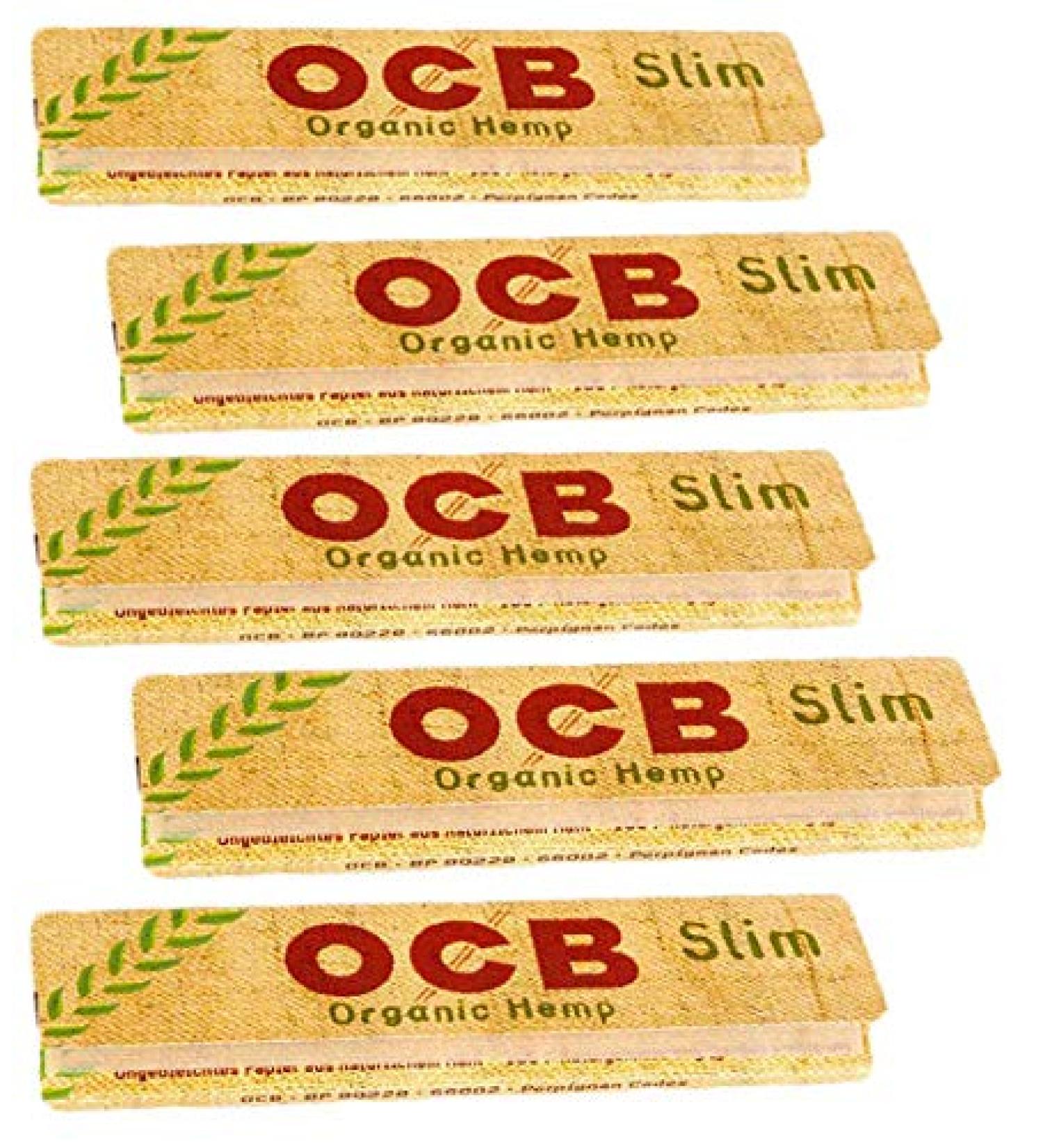 OCB King Size Slim Organic Rolling Papers - Bundle of 5 Packs