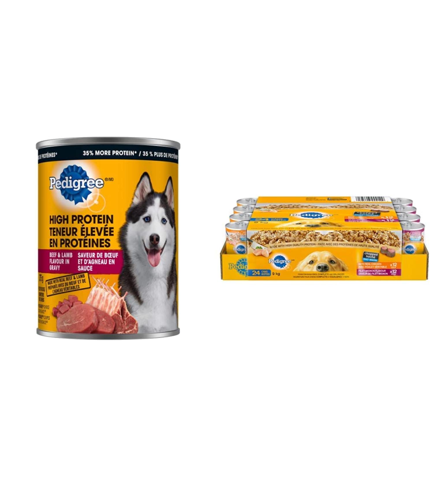 PEDIGREE High Protein Adult Wet Dog Food - Beef & Lamb Flavour in Gravy and PEDIGREE CHOPPED Adult Wet Dog Food Ground Dinner Chicken and Filet Mignon (24 Pack) Dog Food + Dog Food (24 Pack) - Buy Online on GoSupps.com