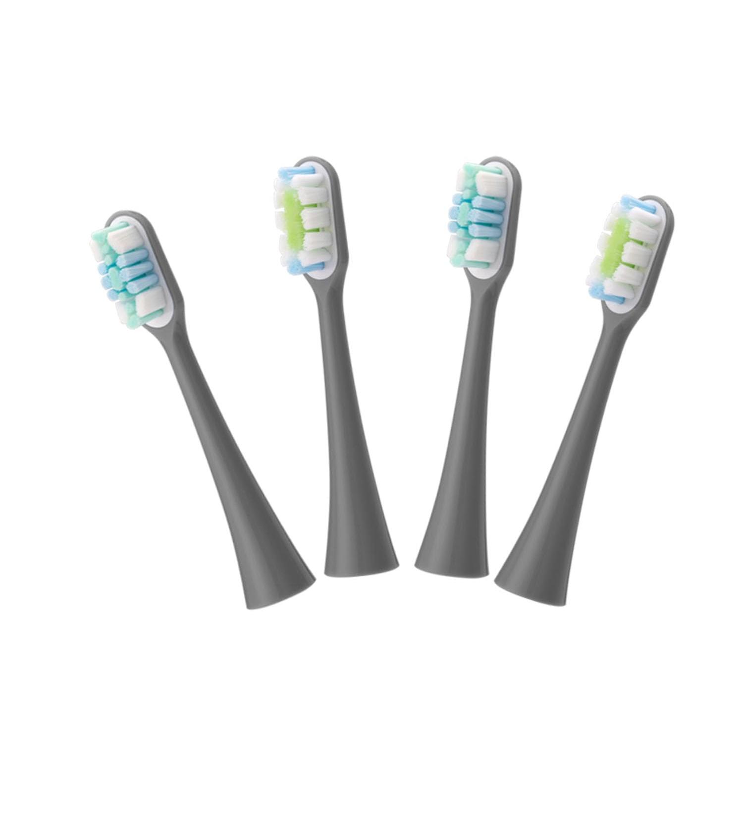 4 Grey Brush Heads for Folding Sonic Electric Toothbrush | Universal Replacement Heads - Buy Online on GoSupps.com