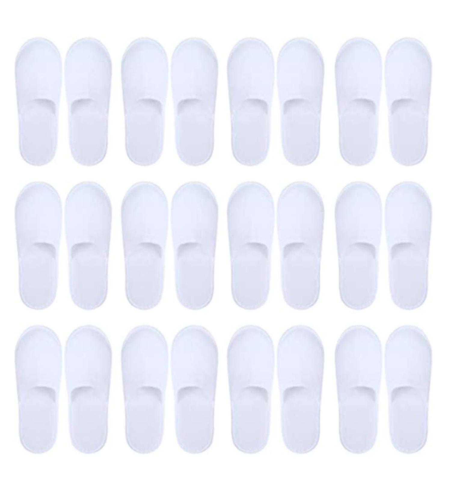 Buy WBTY 12 Pairs Disposable Spa House Shoes - Fluffy Non-Slip Closed Toe | Ideal for Hotels & Home - Fits Most Men & Women - White - Buy Online on GoSupps.com