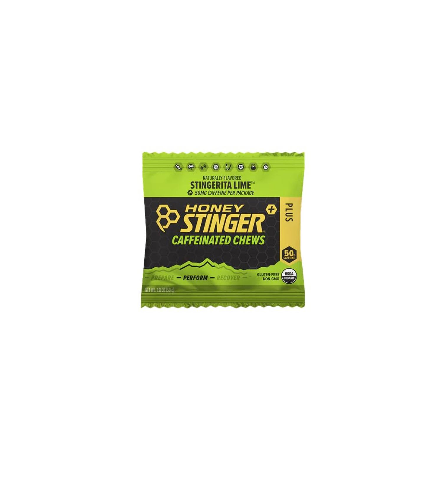 Honey Stinger Caffeinated Lime Energy Chews | Quick Gluten-Free Non-GMO Sports Nutrition with Electrolytes & 75mg Caffeine - Pack of 12 for Endurance & Boosting Performance