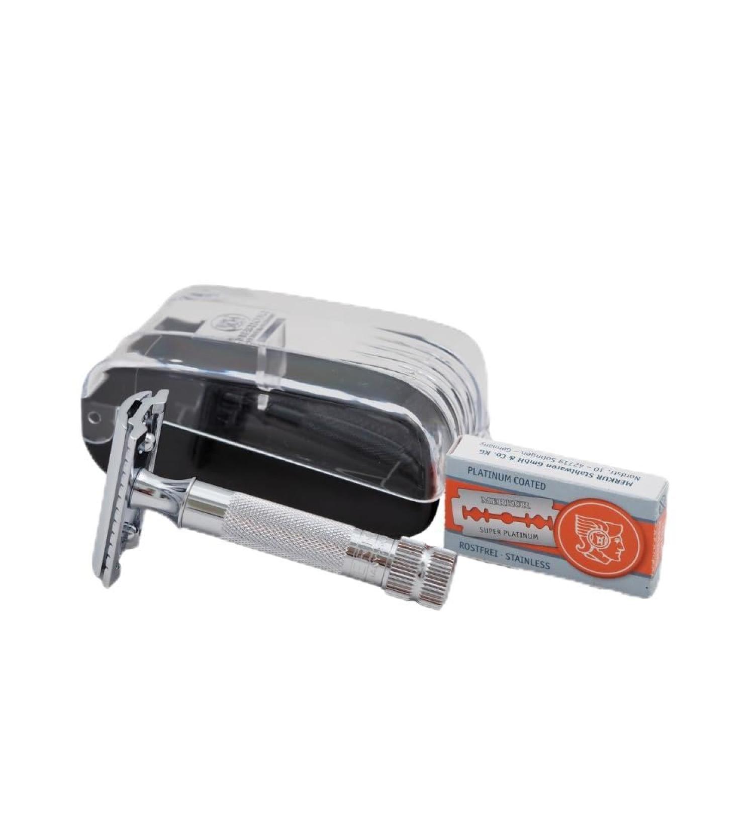 Buy MERKUR 34C Short Handle Classic Safety Razor Set Heavy Duty with 10 Blades for Ultimate Shaving Experience - International Shipping Available - Buy Online on GoSupps.com