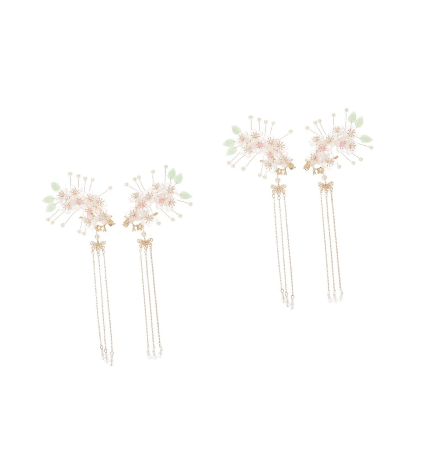minkissy 2 Pairs Antique Hairpin Headdress Chinese Hanfu Vintage Chinese Hair Clip Wedding Hair Floral Hair Pin Hanfu Tassel Clip Chinese Hair Comb Hair Charms Crystal China Pearl Bride - Buy Online on GoSupps.com