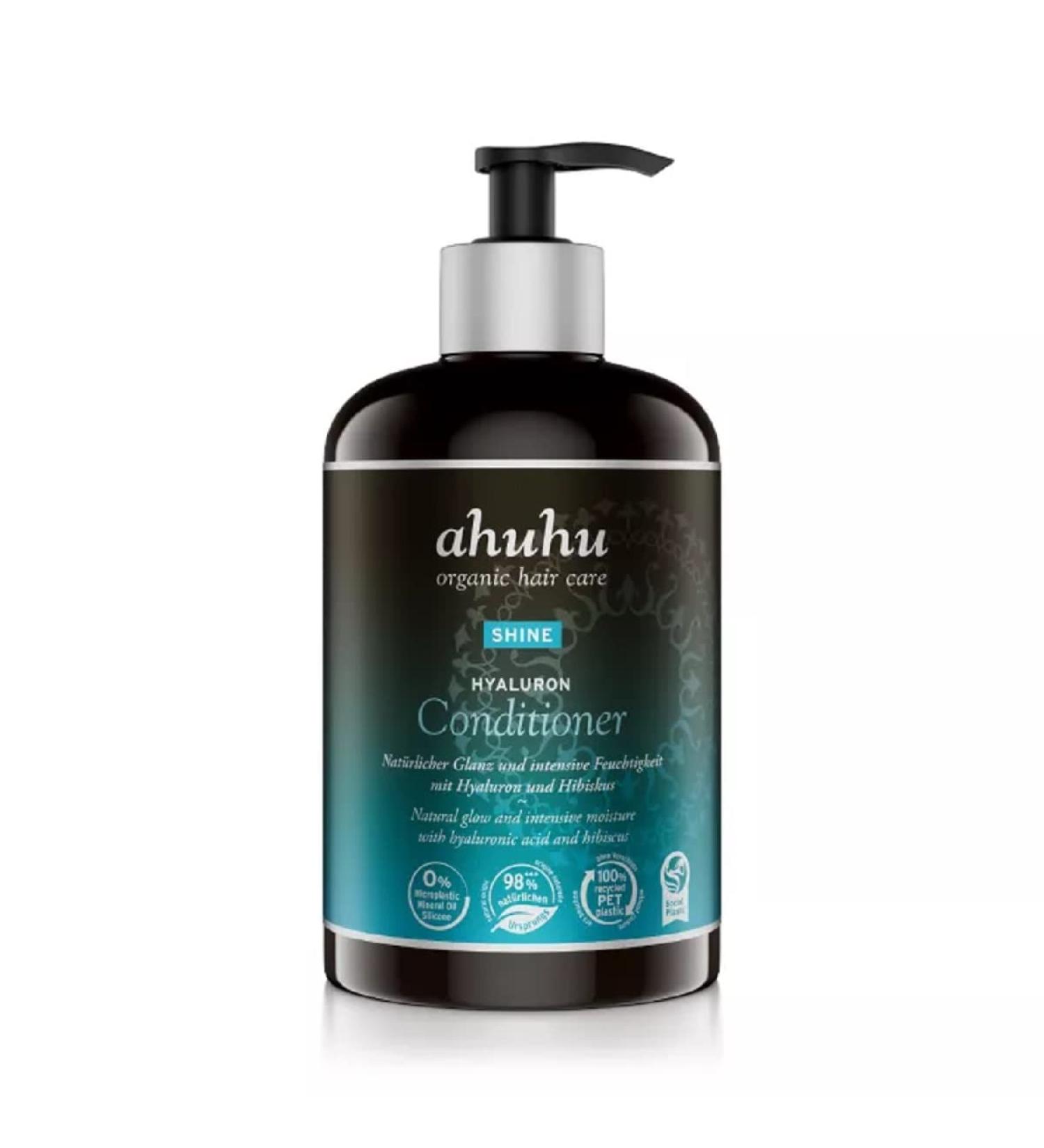 ahuhu SHINE Hyaluronic Acid Conditioner XXL (500 ml) with hyaluronic acid and aloe vera hydrates without weighing down and gently detangles improves suppleness and enhances shine