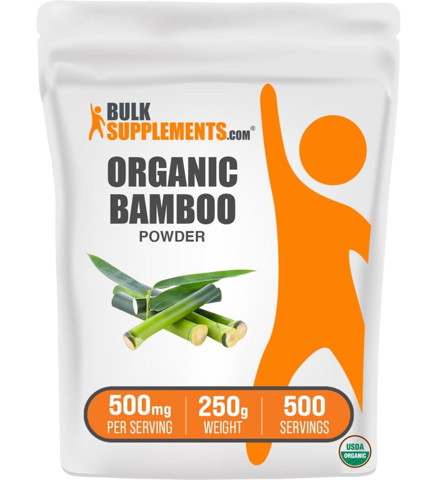 BulkSupplements.com Organic Bamboo Powder - Bamboo Powder Organic - Silica Supplement Gluten Free - 500mg per Serving 250g (8.8 oz) (Pack of 1) 8.82 Ounce (Pack of 1) - Buy Online on GoSupps.com