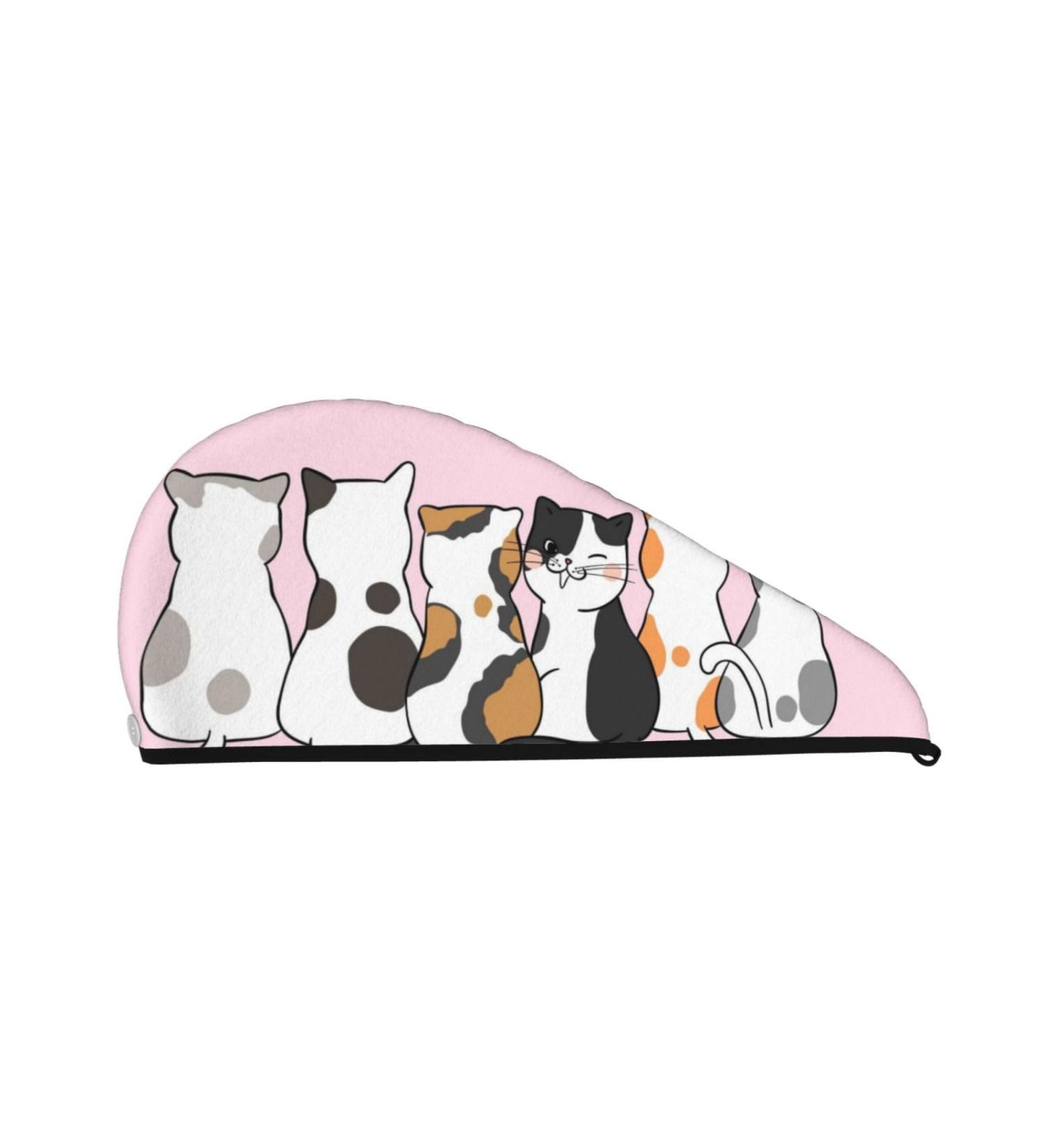 Cute Cats Microfiber Hair Towel | Soft Super Absorbent Hair Wrap for Long & Curly Hair | Quick Dry Coral Velvet Cap for Women - Buy Online on GoSupps.com