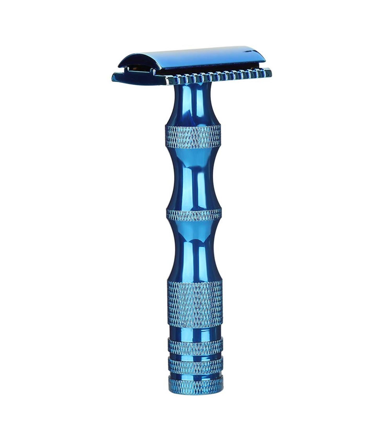 Classic Vintage Double Razor - Smooth Shave Rotatable Handle Rust-Free Easy Blade Change (Blue) - Shop Internationally! - Buy Online on GoSupps.com