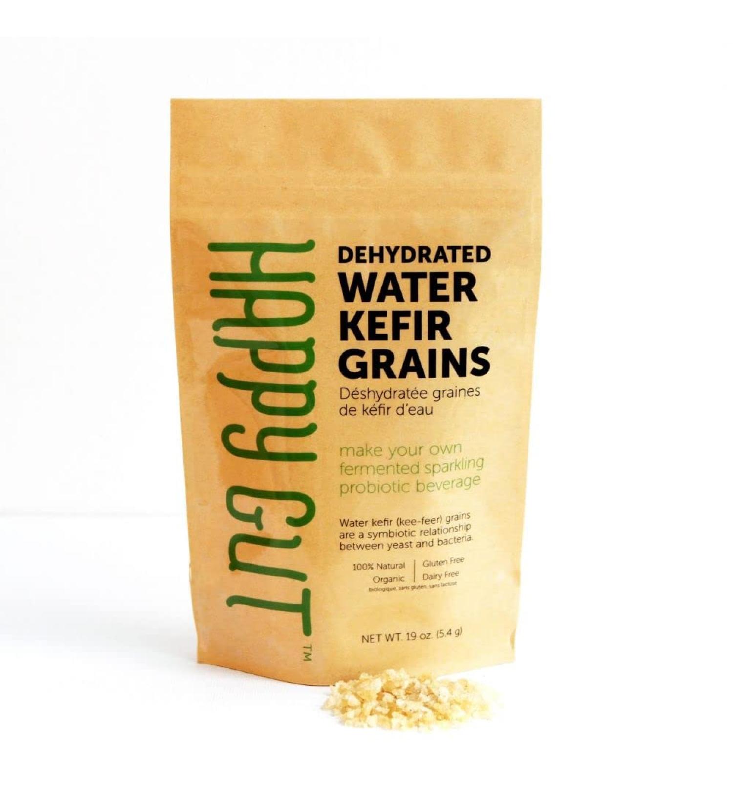 Organic Dehydrated Water Kefir Grains by Happy Gut - Unlimited Usage, Vegan, Gluten-Free - Buy Online on GoSupps.com