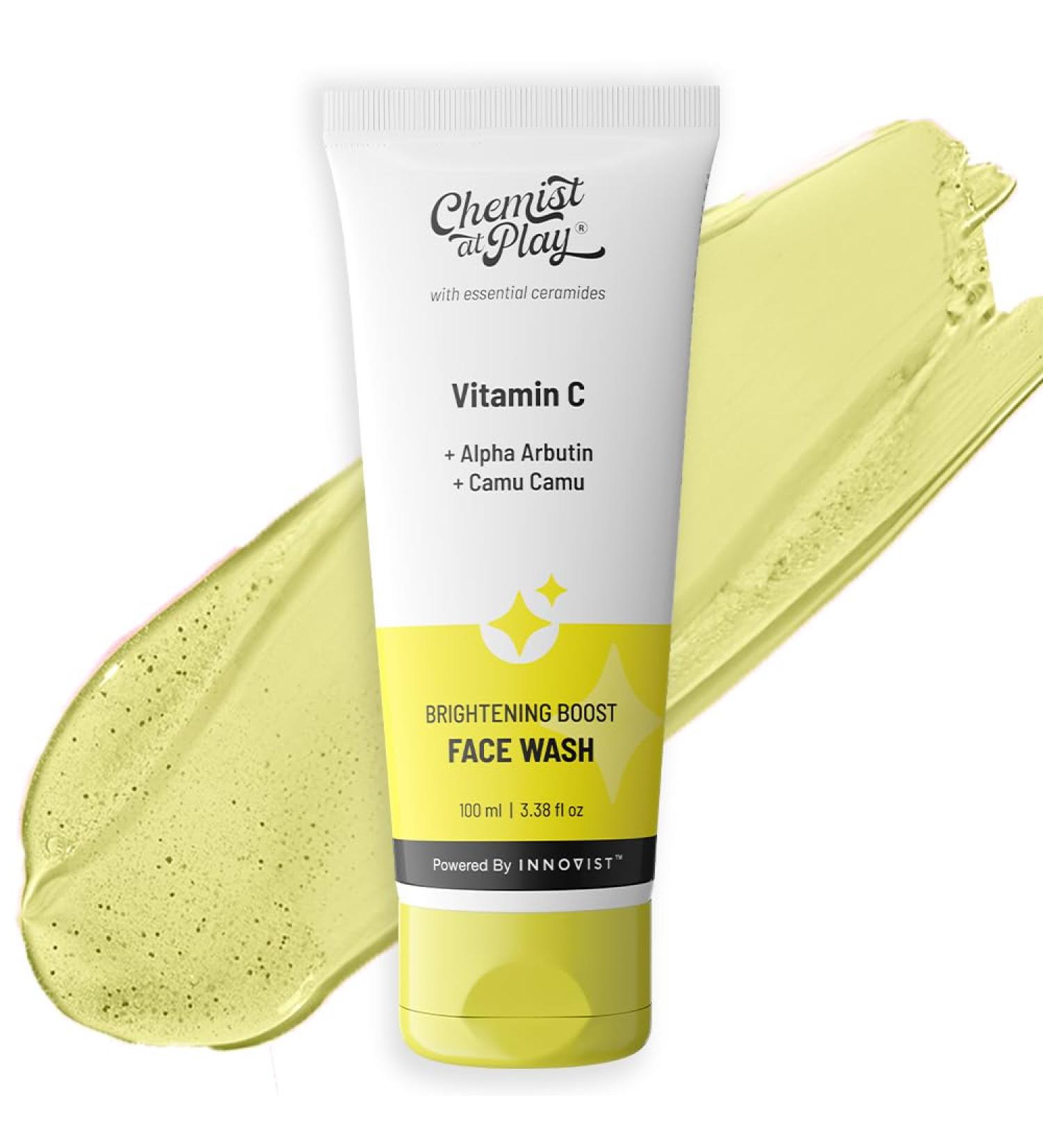 Chemist at Play Brightening Boost Face Wash with 30x Vitamin C | Cleans Oil & Dirt | Fades Dark Spots | Boosts Radiance | For All Skin Types | For Men & Women | Vegan | SLS & Paraben Free | 100 ml - Buy Online on GoSupps.com