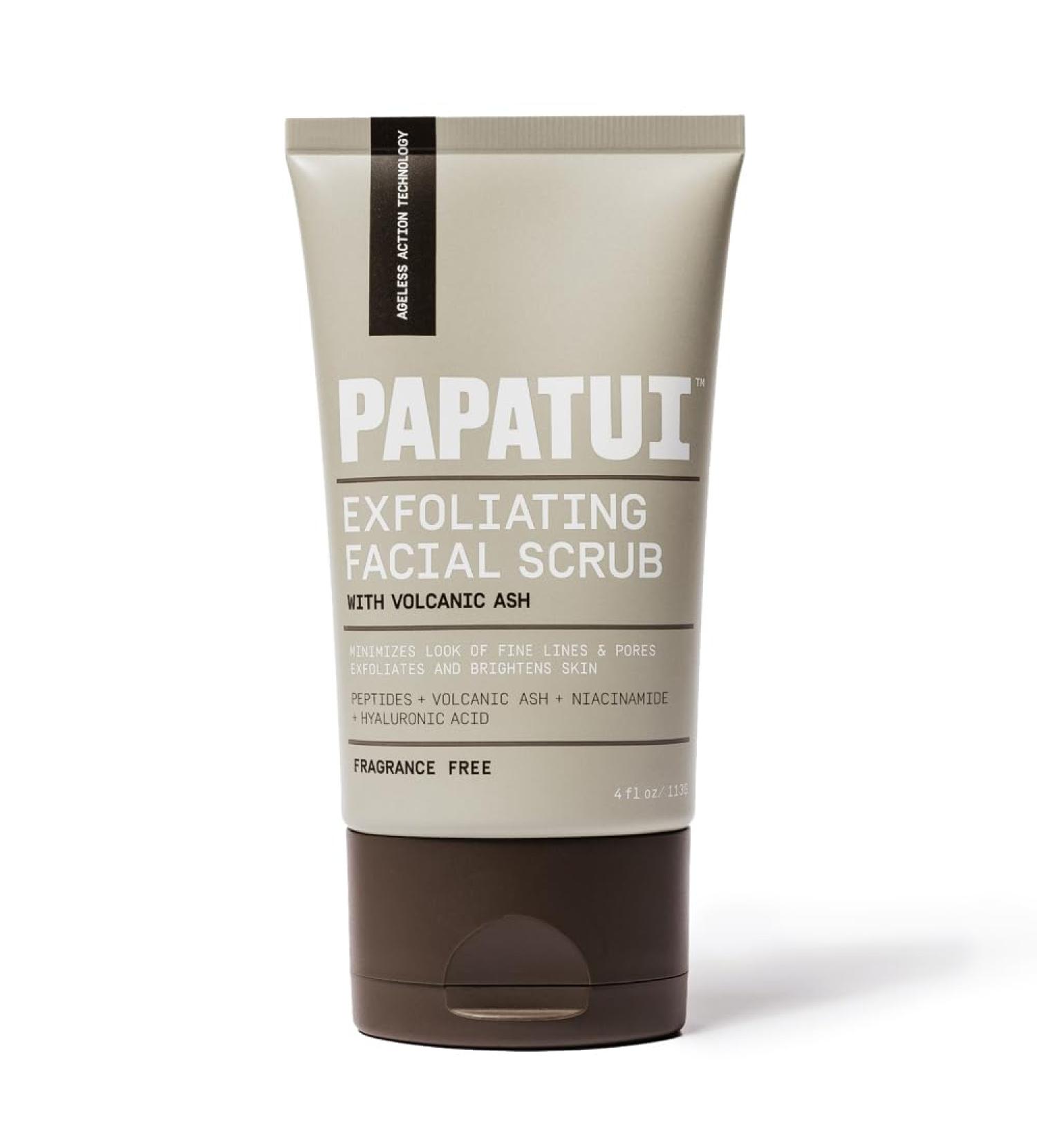 Papatui by Dwayne Johnson Exfoliating Facial Scrub for Men | Unscented | Visibly Smooths Wrinkles & Fine Lines | Made with Peptides, Volcanic Ash, Niacinamide, & Hyaluronic Acid | 4oz - Buy Online on GoSupps.com