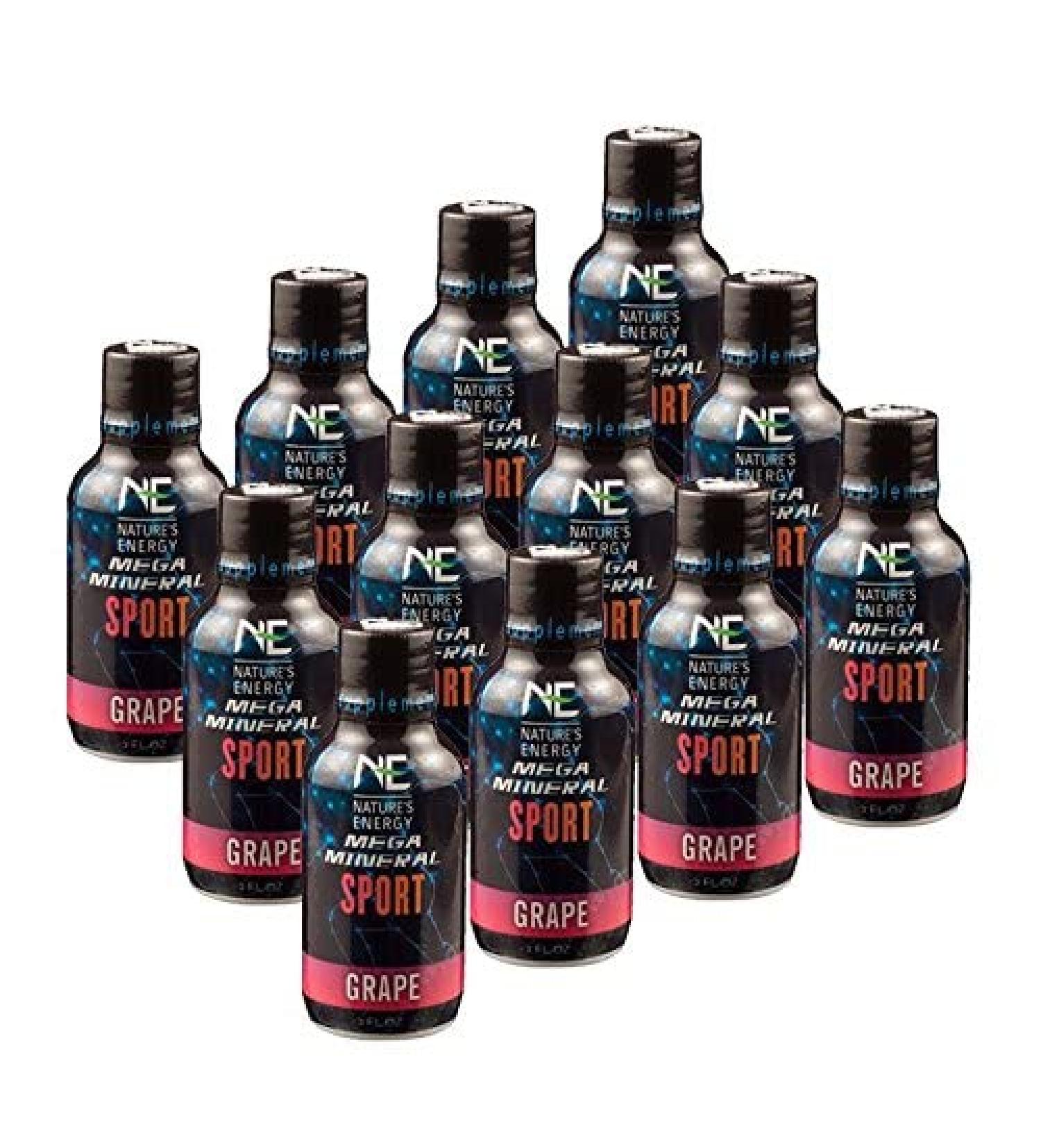 Nature's Energy Mega Mineral Sport - Grape Flavor 2oz | Premium Electrolyte Supplement for Athletes | International Shipping Available - Buy Online on GoSupps.com