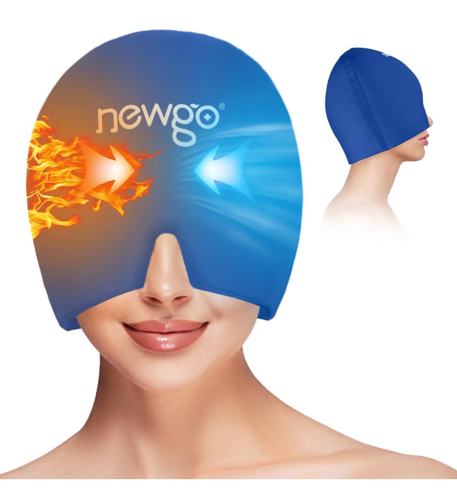 NEWGO Migraine Relief Cap - Full Coverage Headache Hat for Cold Therapy, Stress & Sinus Relief - Dark Blue - Buy Online on GoSupps.com
