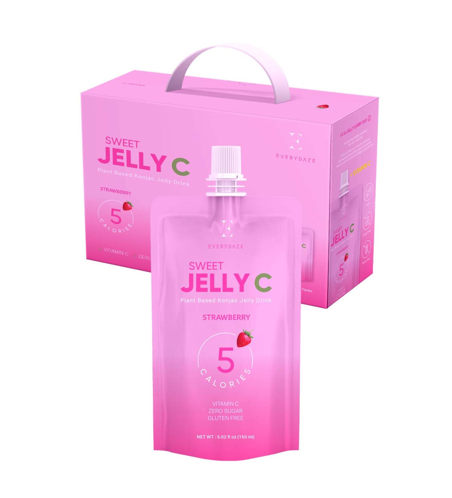 EVERYDAZE Sweet Jelly C Konjac Jelly | Strawberry Flavor | 10 Packs | Vitamin C | Vegan | Low Calorie Drinkable Snack for Weight Management - Buy Online on GoSupps.com