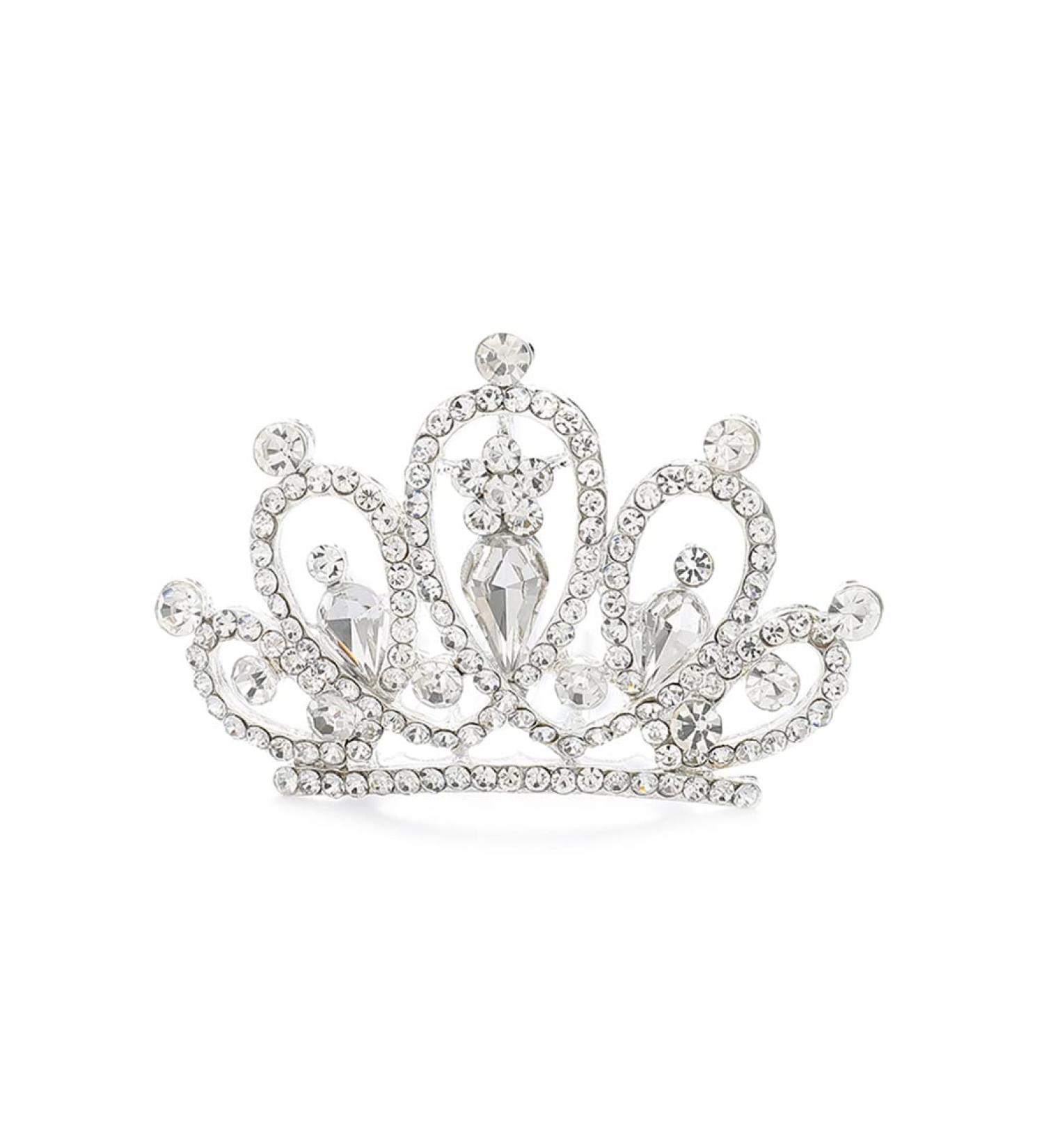 Brinie Mini Blue Crystal Tiara Bridal Hair Comb Clip - Princess Crown for Girls - Birthday Gift (Silver) - Buy Online on GoSupps.com