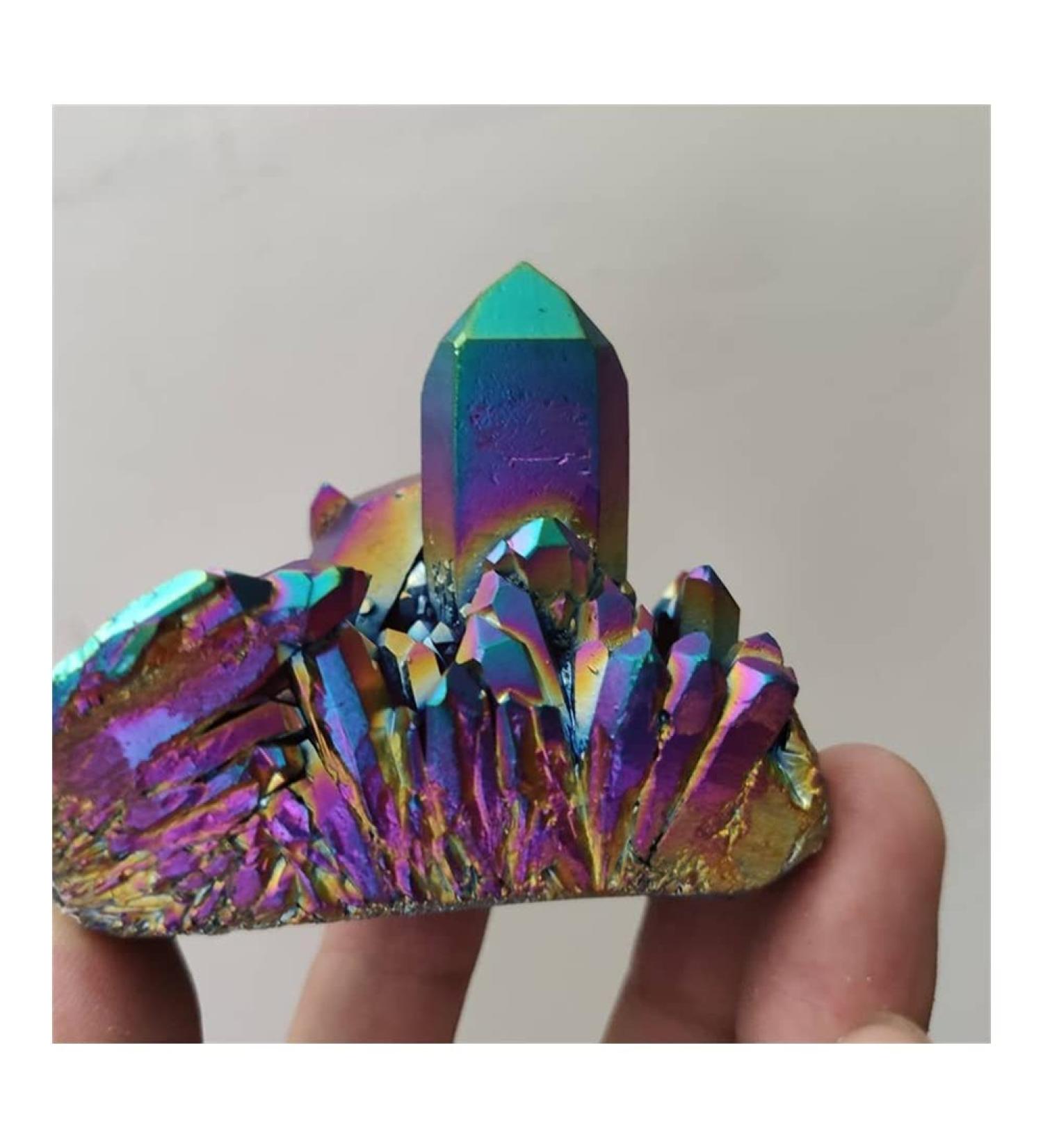 for 120g Titanium Aura Lemurian Quartz Rainbow Cluster Crystal Colour Rock Crystal Cluster - Buy Online on GoSupps.com