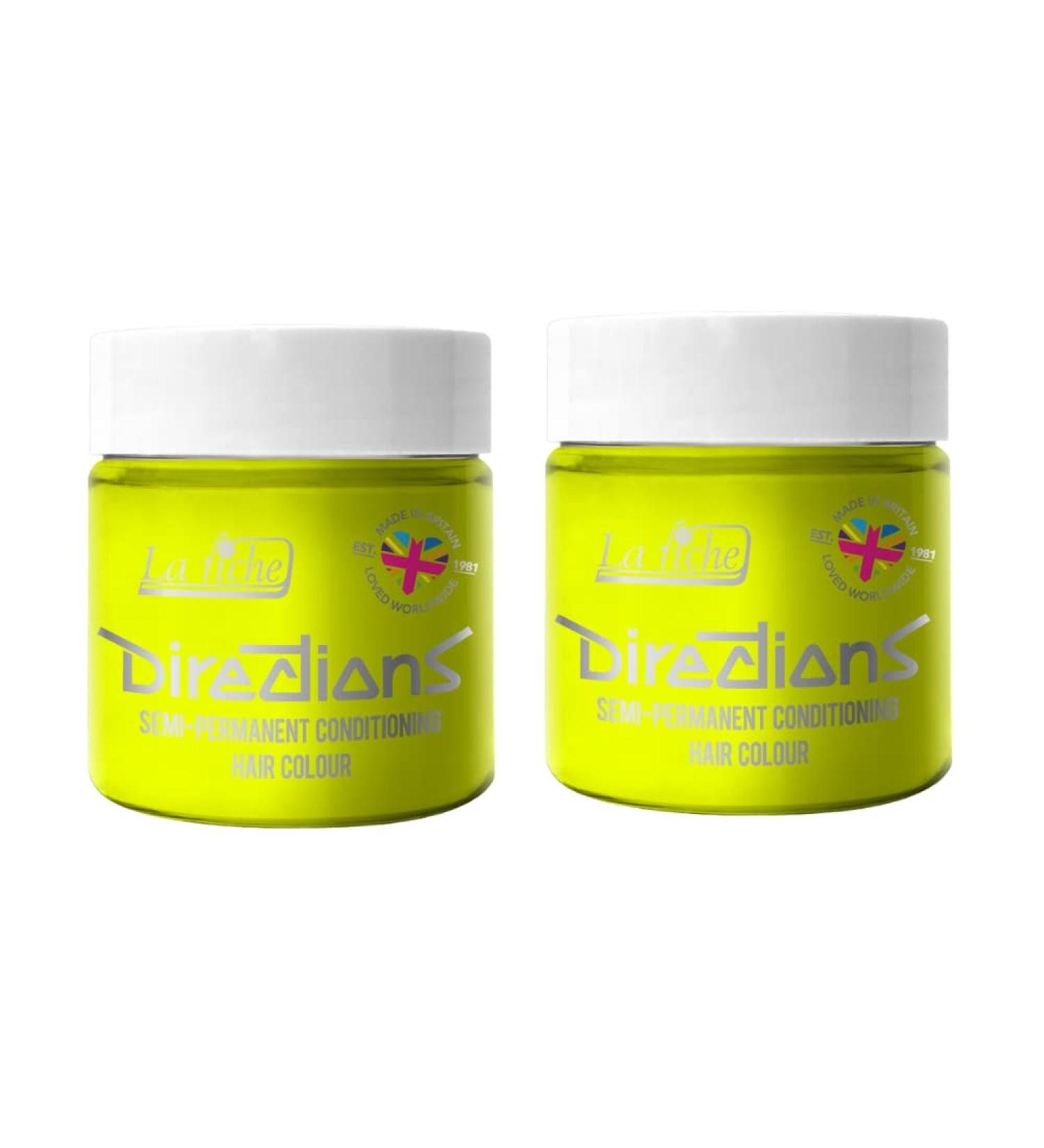 La Riche Directions Semi-Permanent Hair Color 100 ml Jar 2-Pack (Fluorescent Yellow) Fluorescent Yellow 100 ml (2-Pack)