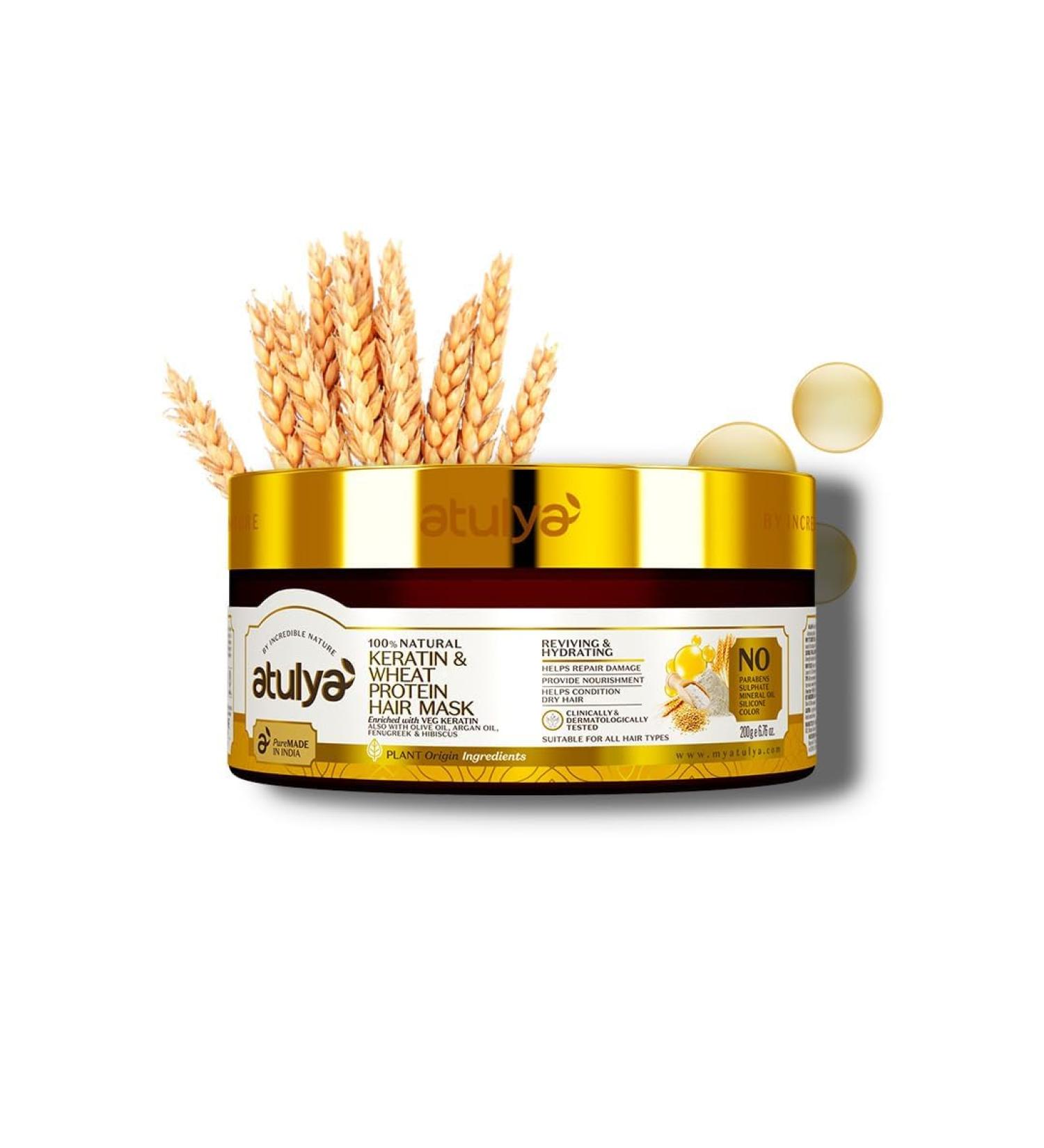 Keratin & Wheat Protein Hair Mask - Repair Damaged Hair Herbal Formula Sulfate-Free Paraben-Free 200g - Softness for All Hair Types - Buy Online on GoSupps.com