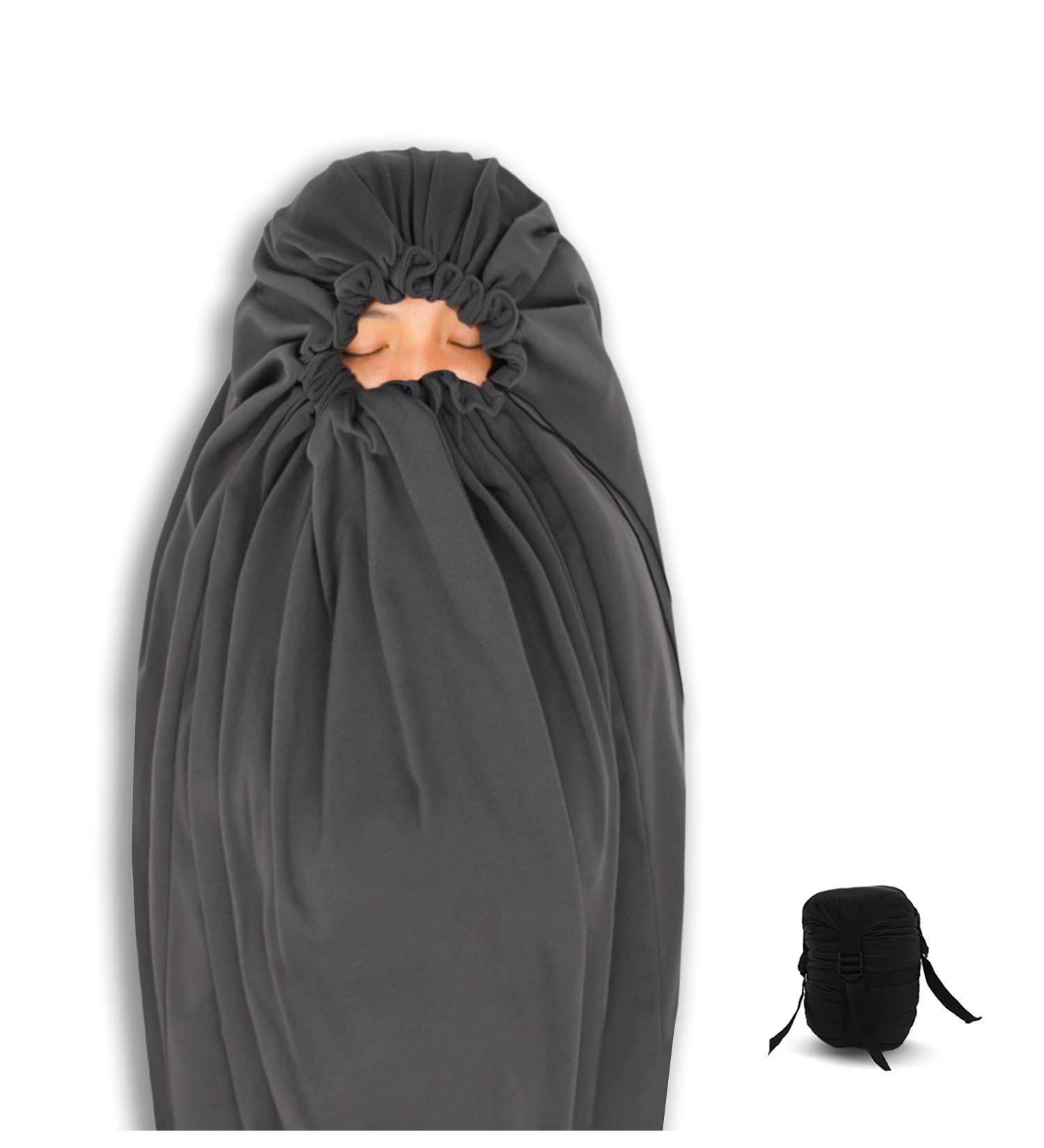 Litume All Season Sleeping Bag Liner - Lightweight Mummy Sack for Backpacking, Camping, and Travel - Adds Up to 27F - Drawstring Hood - No Zipper - Buy Online on GoSupps.com