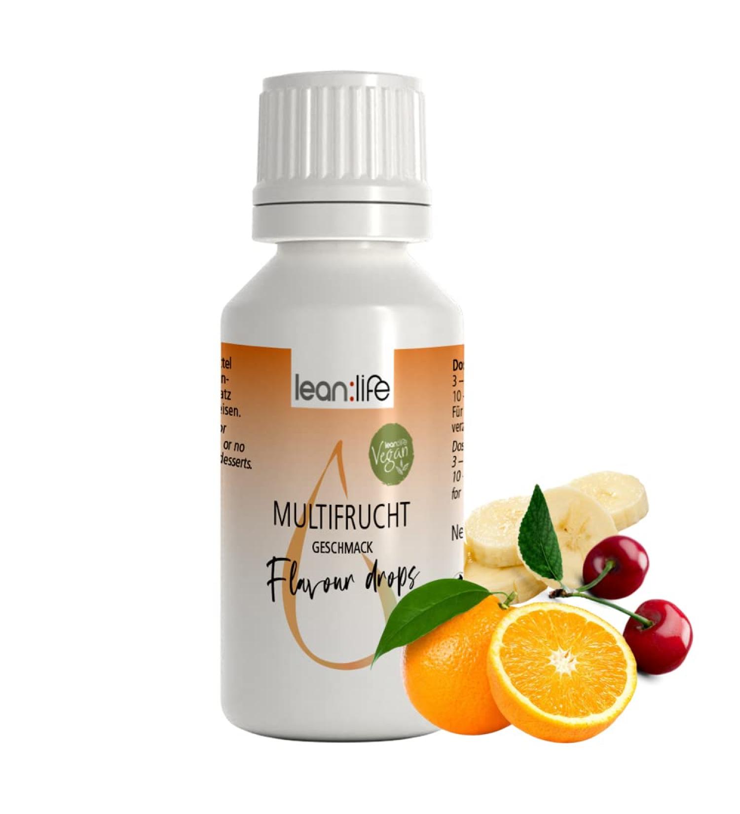 Lean Life Flavor Drops 30ml - Sugar-Free Low-Calorie Multi-Fruit Aroma Drops for Food - 1 Pack - Buy Online on GoSupps.com