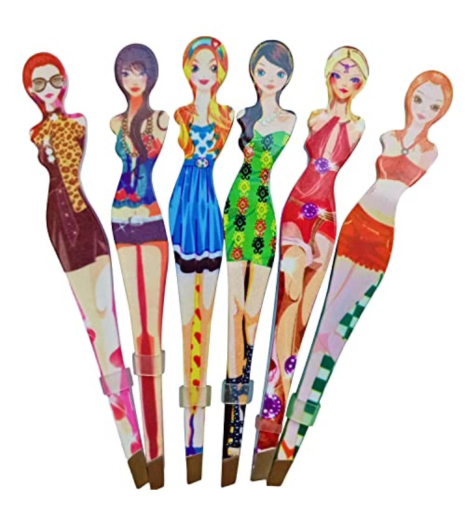 6Pcs Stainless Steel Slanted Eyebrow Tweezers Set - Professional Girl Eyebrow Tweezer Kit for Hair Removal and Beauty Cosmetics - Buy Online on GoSupps.com