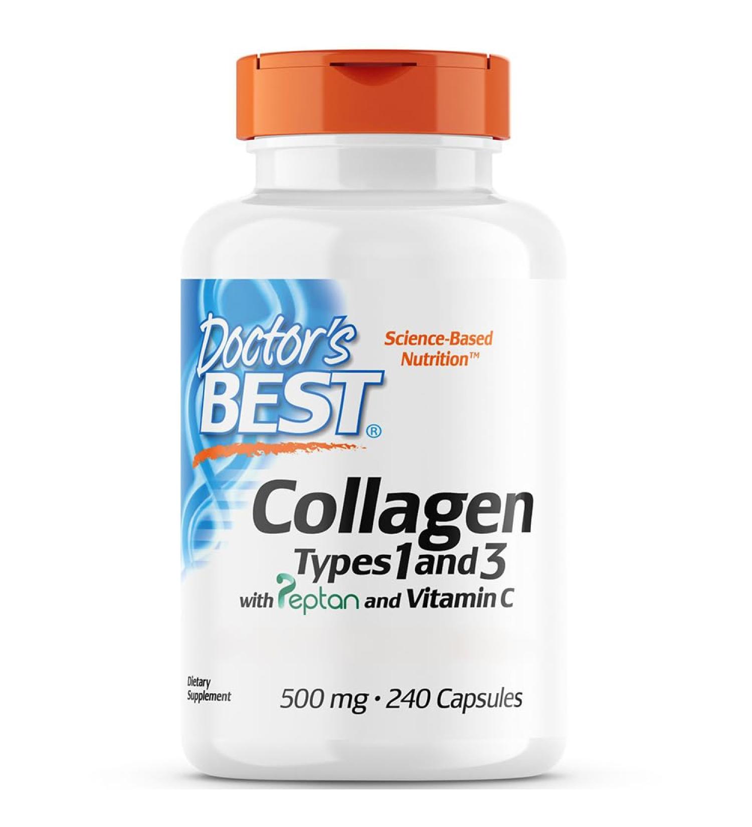 Doctor's Best Collagen Types 1 and 3 with Vitamin C 240 Capsules High Dosed Gluten Free Soy-Free Non-GMO - Buy Online on GoSupps.com
