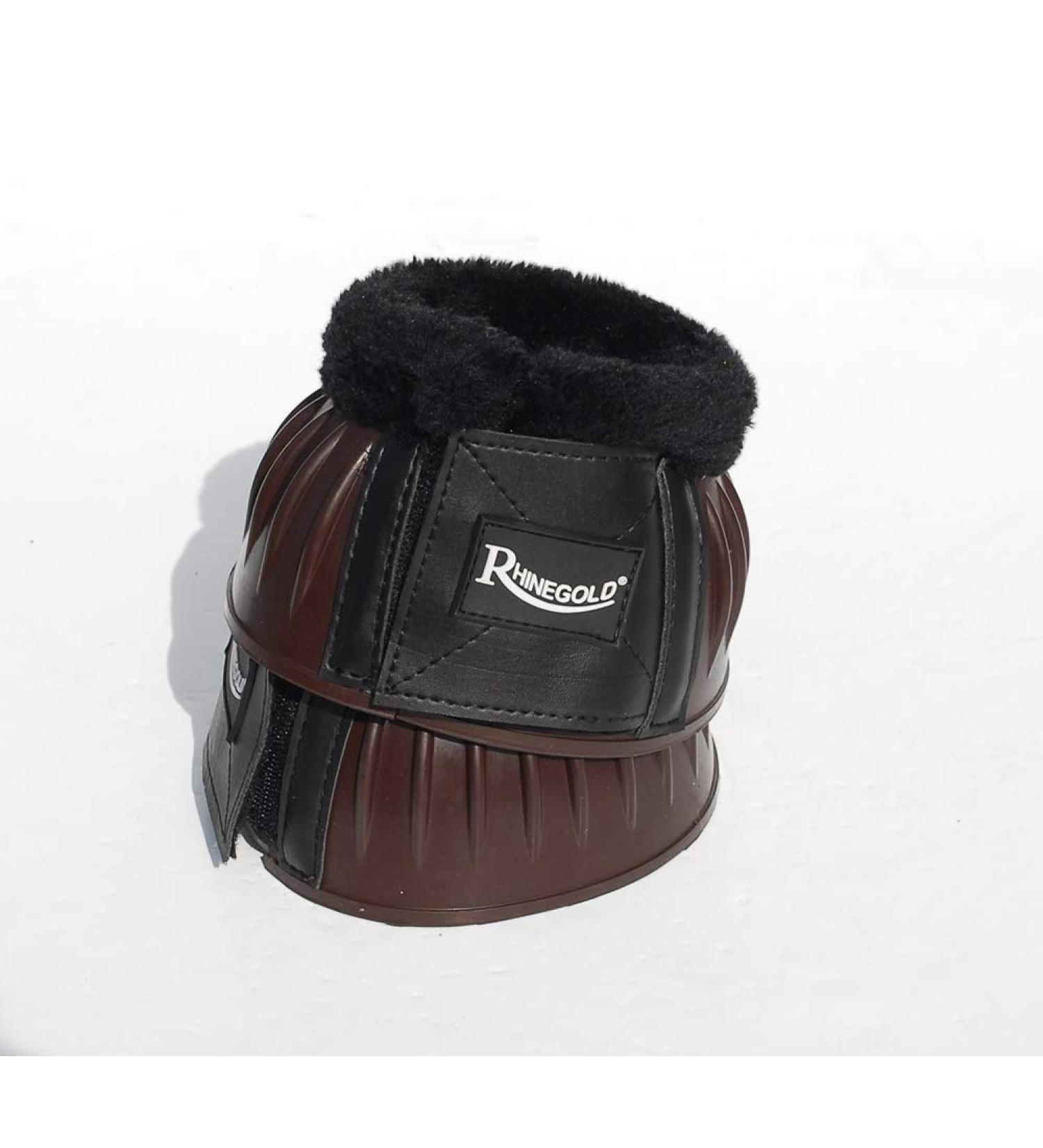 Rhinegold Fleece Trim Over Reach Boots Brown/Black M