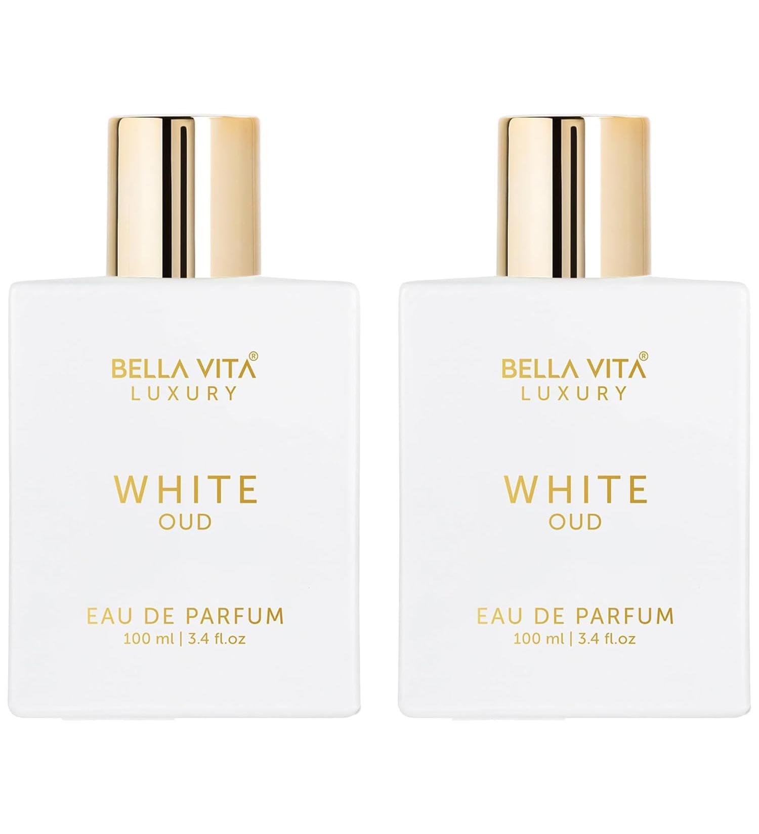Bloom Beauty Bella Vita Luxury Men & Women White Oud Eau De Parfum Liquid Perfume & with Orange Fressia & Tobacco|Woody Long Lasting Edp Fragrance Citrus Scent 100 Ml (Pack of 2) 200 Millilitres
