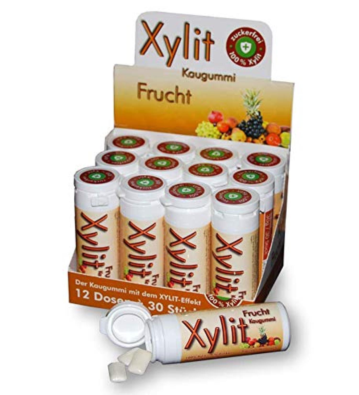 Buy Xylitol Fruity Chewing Gum - Sugar-Free Vegan 360 Pieces | 12 x 30 Pack | No Aspartame Sorbitol or Titanium Dioxide - Buy Online on GoSupps.com
