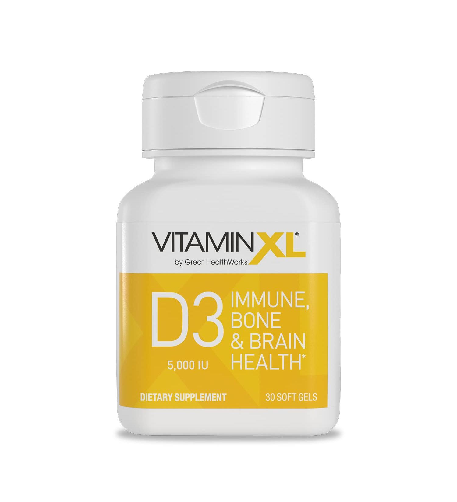 OmegaXL VitaminXL D3 5000 IU High Potency Daily Vitamin - Immune Support Supplement for Healthy Muscles & Bones - Non-GMO, Gluten-Free - 30 Softgels - Buy Online on GoSupps.com