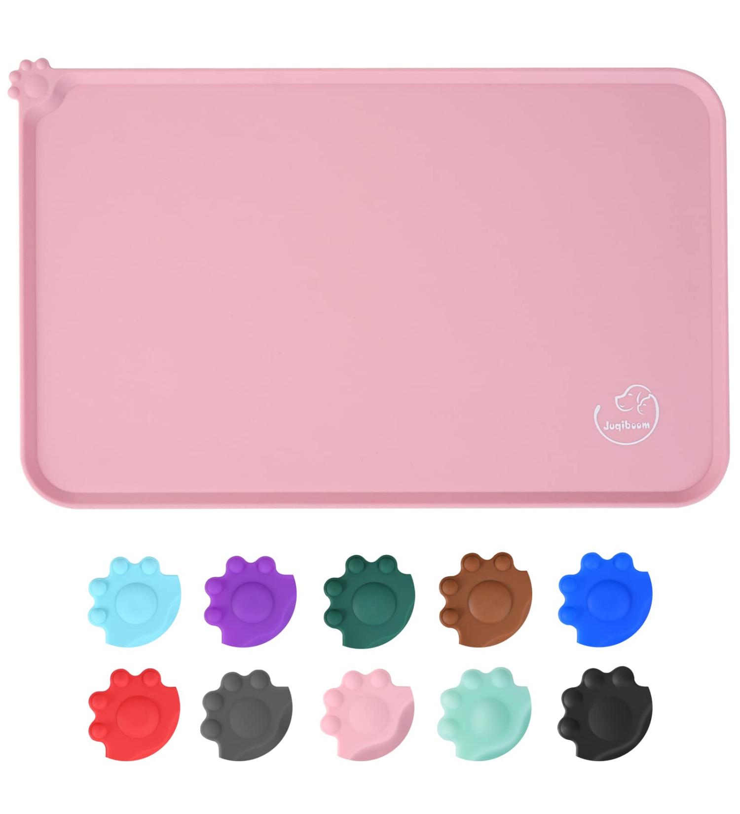 Juqiboom Silicone Pet Feeding Mat 18.5 x 11.5 Pink | Non Slip, Waterproof, Easy to Clean - Buy Online on GoSupps.com