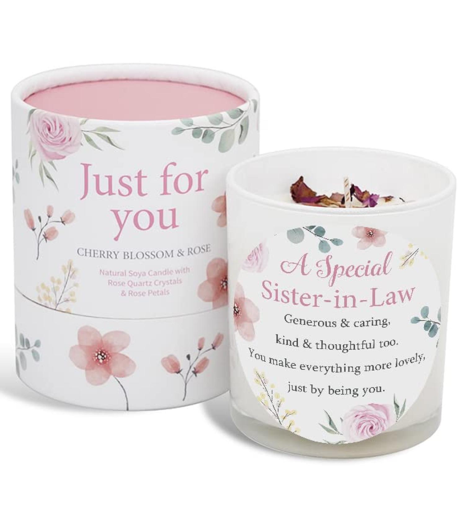 Thoughtful Sister-in-Law Candle | Special Birthday Gifts with Rose Quartz & Rose Petals - Unique International Shipping - Buy Online on GoSupps.com