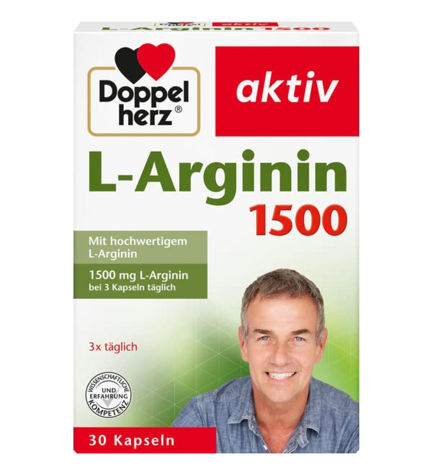 Doppelherz L-Arginine 1500 - High-Quality Amino Acid Supplement Gluten & Lactose-Free - Pack of 3 (90 Capsules) for International Shipping - Buy Online on GoSupps.com