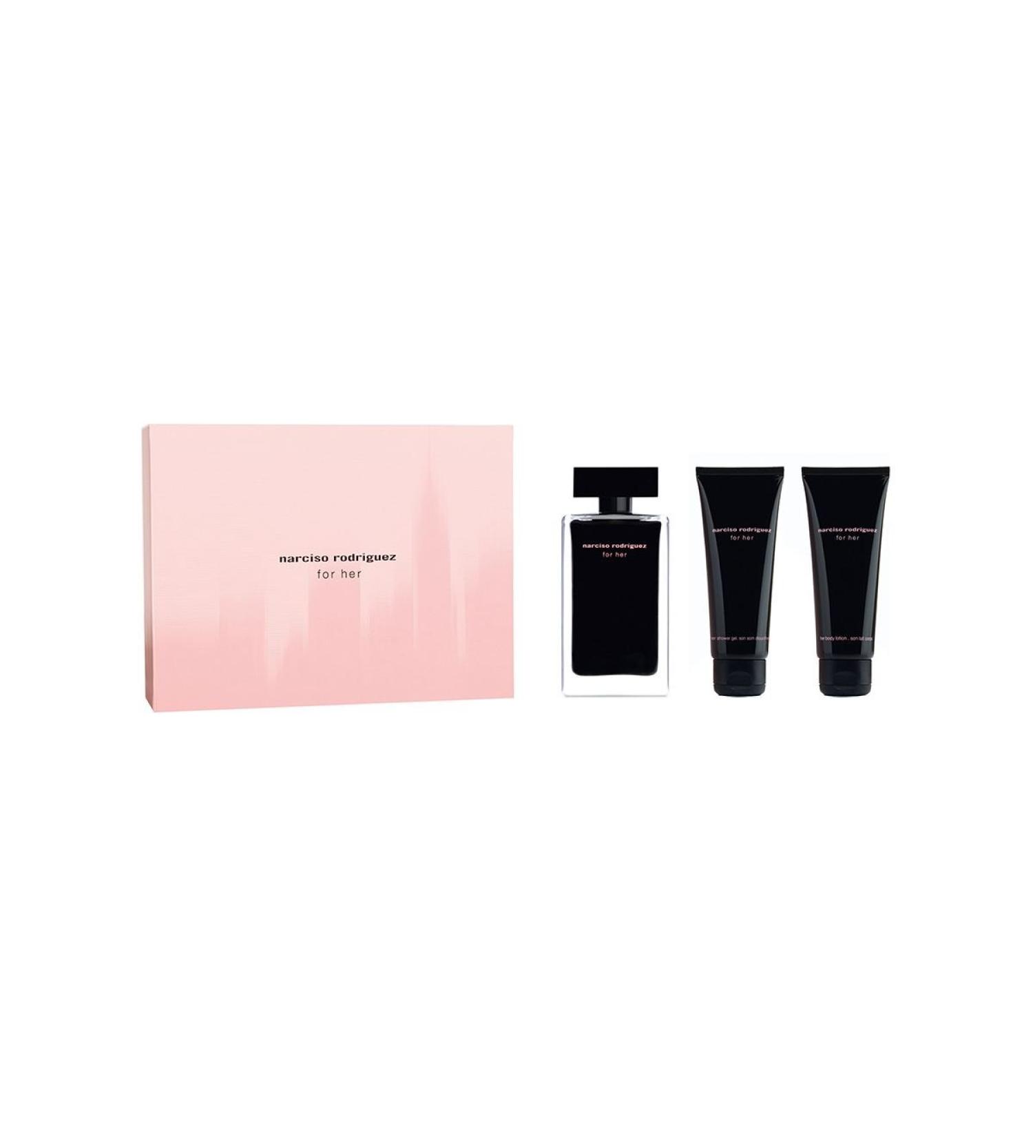 Narciso Rodriguez for Her 3pc Holiday Set (3.3 Ounce Eau de Toilette 2.5 Ounce Body Lotion 2.5 Ounce Shower Gel)
