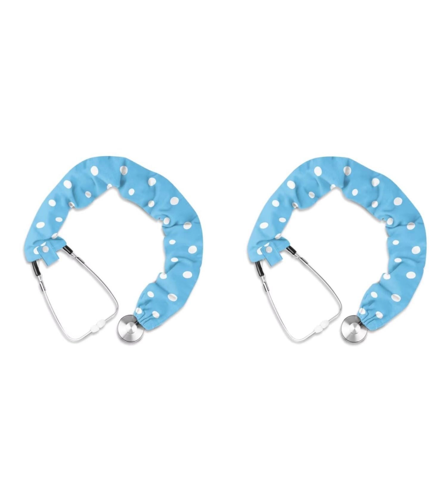 Stethoscope Cover Sleeve - Blue Polka Dot Accessories | Stretchy Protective Covers - 2 Pack for Nurses - Buy Online on GoSupps.com