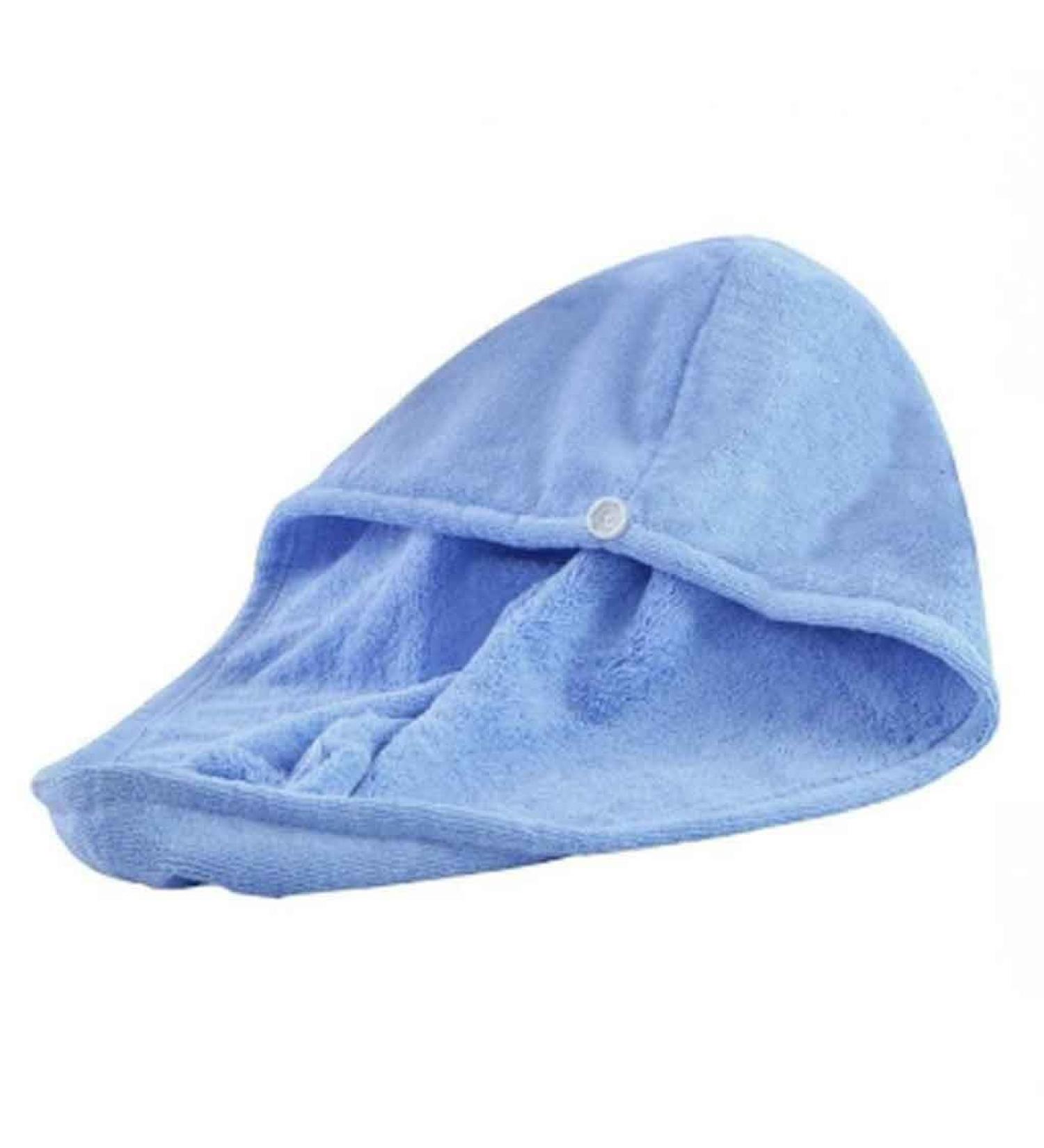 Microfiber Dry Hair Cap - Super Absorbent Quick-Dry Towel Hat for Women - Blue Bathroom Accessory - Buy Online on GoSupps.com