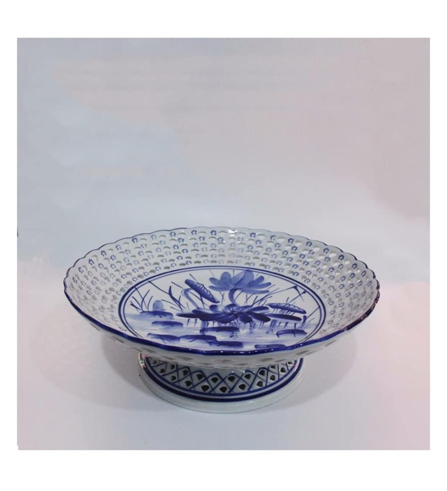 Fruit Bowl Salad Bowl Ceramic Fruit Bowl Modern New Chinese Style Hollow Hand-Painted Chinese Style Creative Home Living Room Office Fruit Bowl Fruit Bowl for Kitchen Counter (Color : A) (A) - Buy Online on GoSupps.com