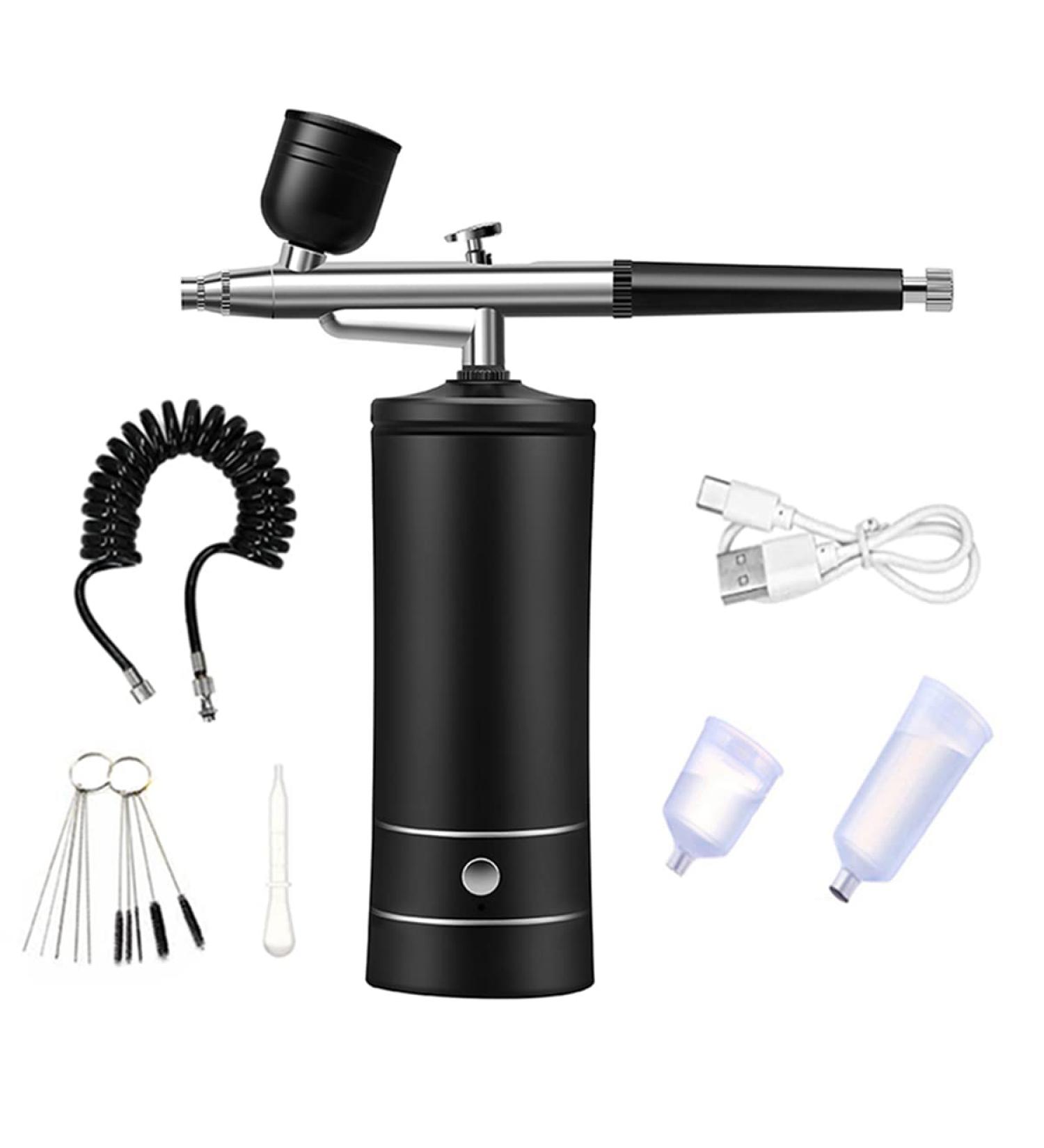 Loufy Nail Oxygen Injector Mini Air Compressor Kit Paint Sprayer pour Art Tattoo Craft Cake Nano Fog Mist Black - Buy Online on GoSupps.com