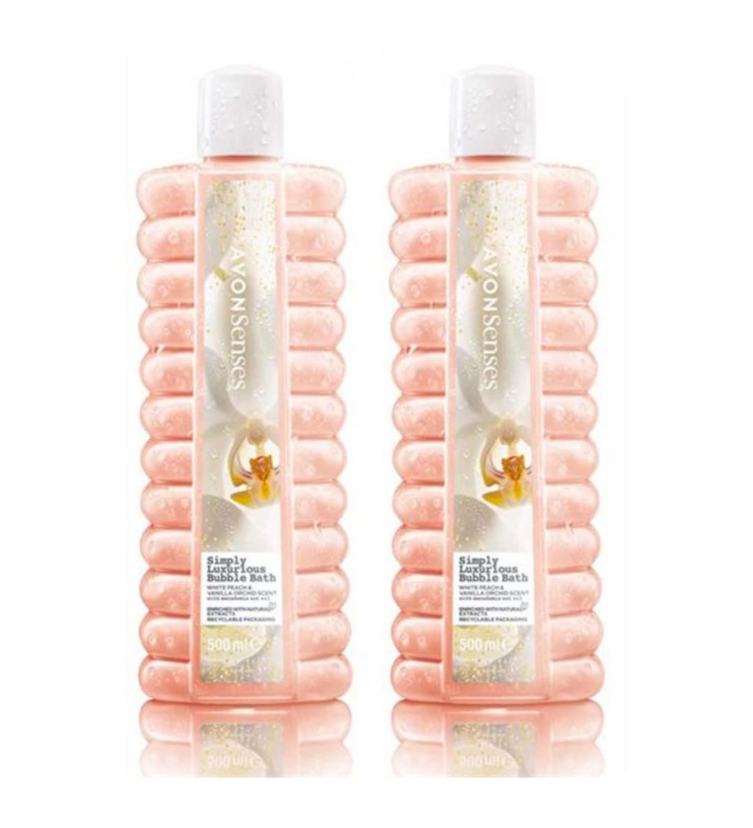 Avon White Peach & Vanilla Orchid Bubble Bath - 2 x 500ml | Senses Simply Luxurious - Buy Online on GoSupps.com