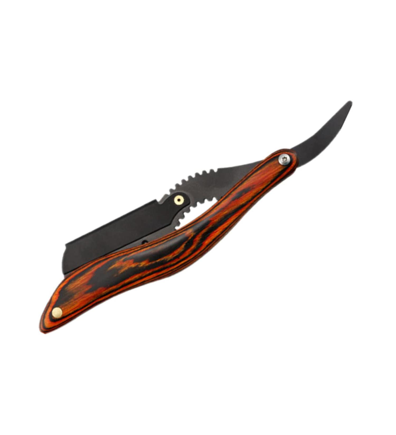 Minkissy Manual Razor - Professional Wood Handled Bart Razor for Men | Stainless Steel Cutting Tool | 16x3.3x1.2cm - Buy Online on GoSupps.com