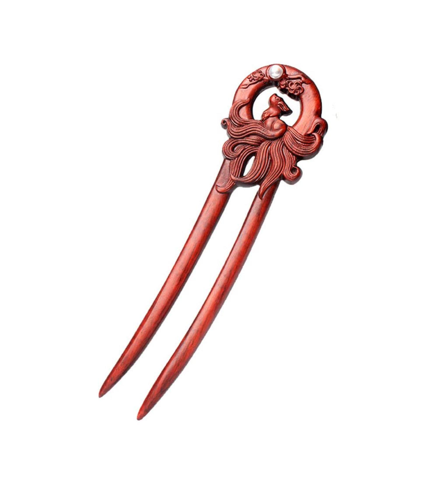 CHOISBEING Large Wooden Hair Fork for Long and Thick Hair - Nine-tailed Fox Design Hair Stick for Women - Buy Online on GoSupps.com