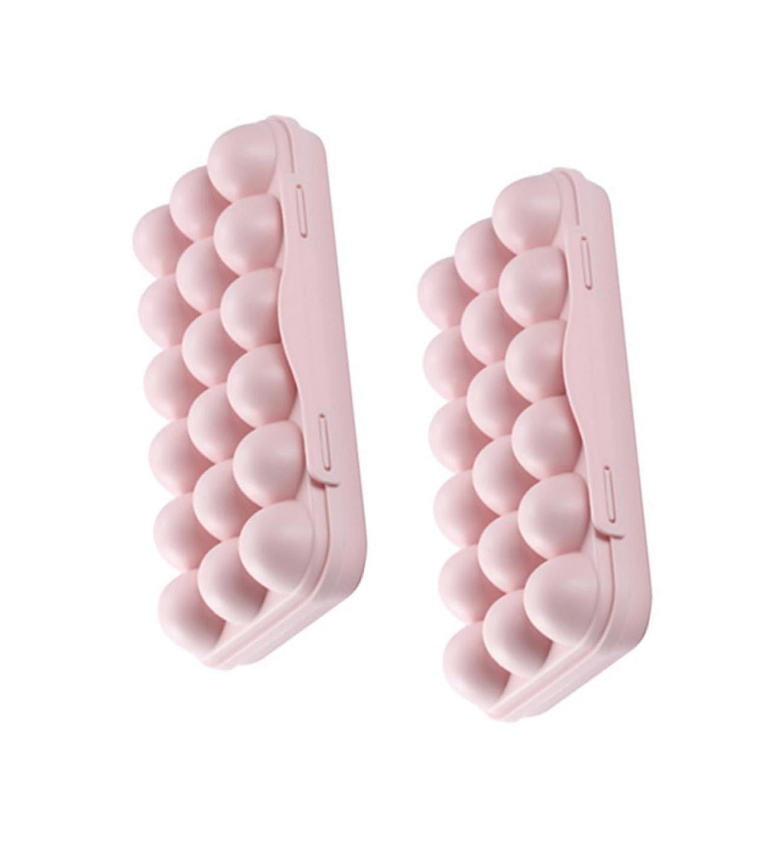 FELTECHELECTR 2pcs 18 Egg Food Trays Can Organizer for Fridge Container Refrigerator Jar with Cover Pink 30X15cm - Buy Online on GoSupps.com