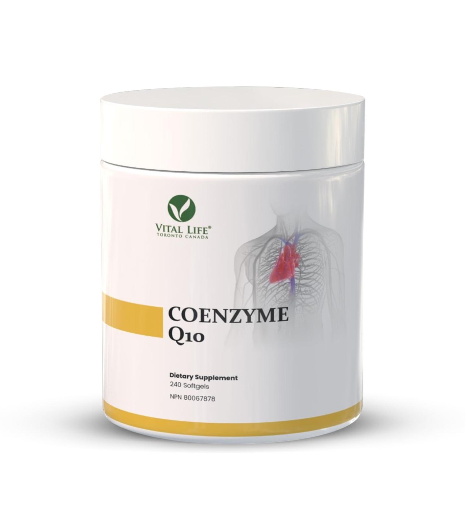 Vital Life Coenzyme Q10-240 Softgels 100mg Made In Canada High Potency Cholesterol Lowering Supplement - Supports Heart Health Boosts Energy Powerful Antioxidant - Buy Online on GoSupps.com