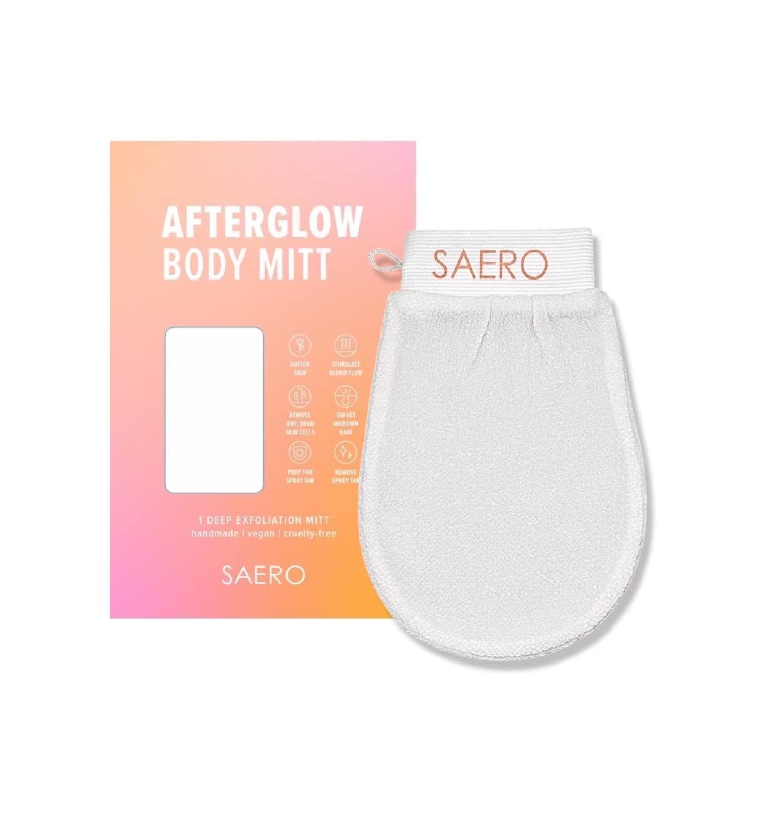 SAERO Korean Exfoliating Mitt - Visibly Lifts Away Dead Skin, Ideal for Spray Tan Removal & Keratosis Pilaris - 100% Viscose Fiber - 1 Piece - Buy Online on GoSupps.com