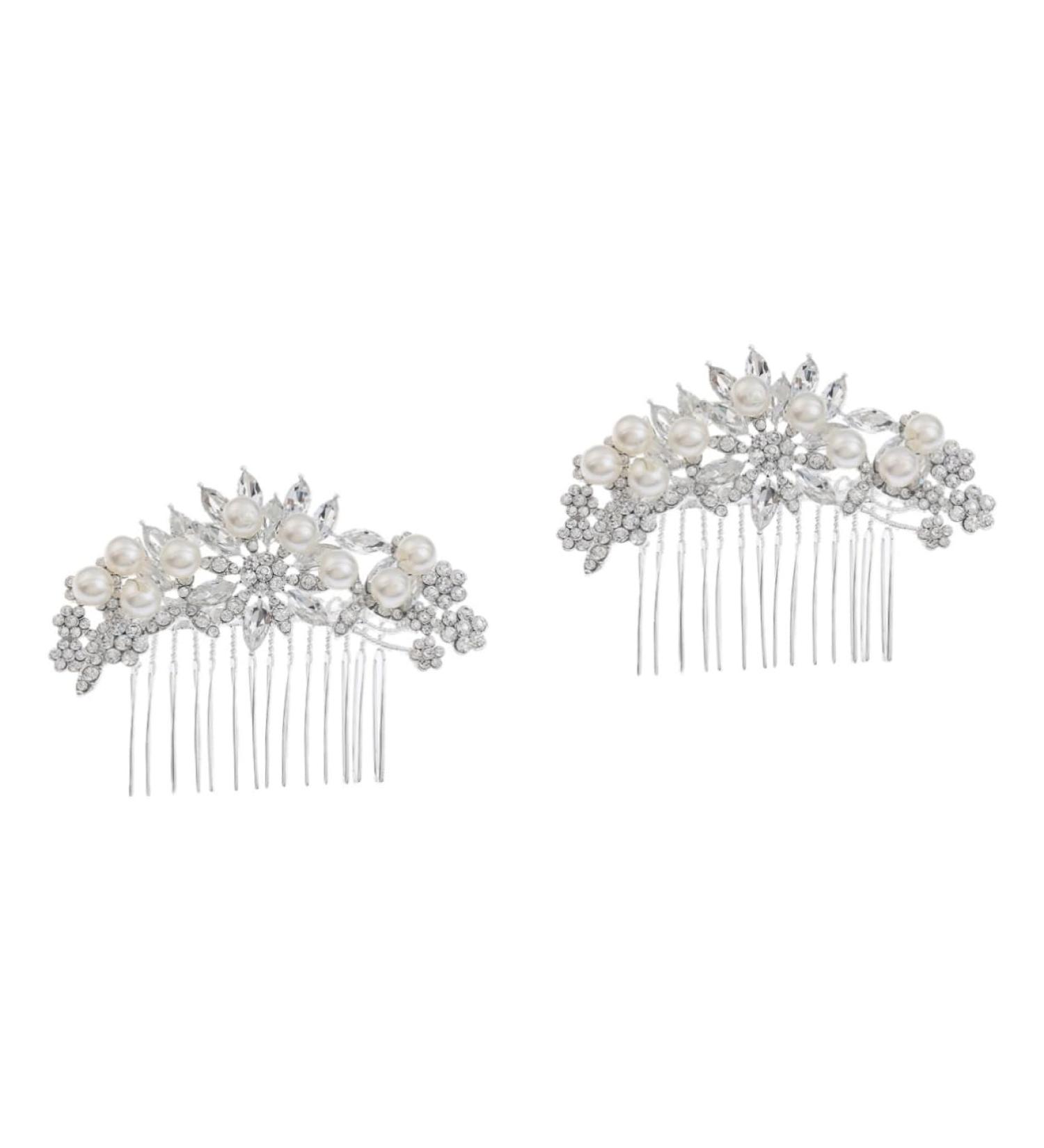 FRCOLOR Set of 4 Crystal Hair Combs Graceling Pearl Elegant Bridal Hair Clip Wedding Hair Comb Bridal Comb Handmade Headpiece Wedding Dress - Buy Online on GoSupps.com