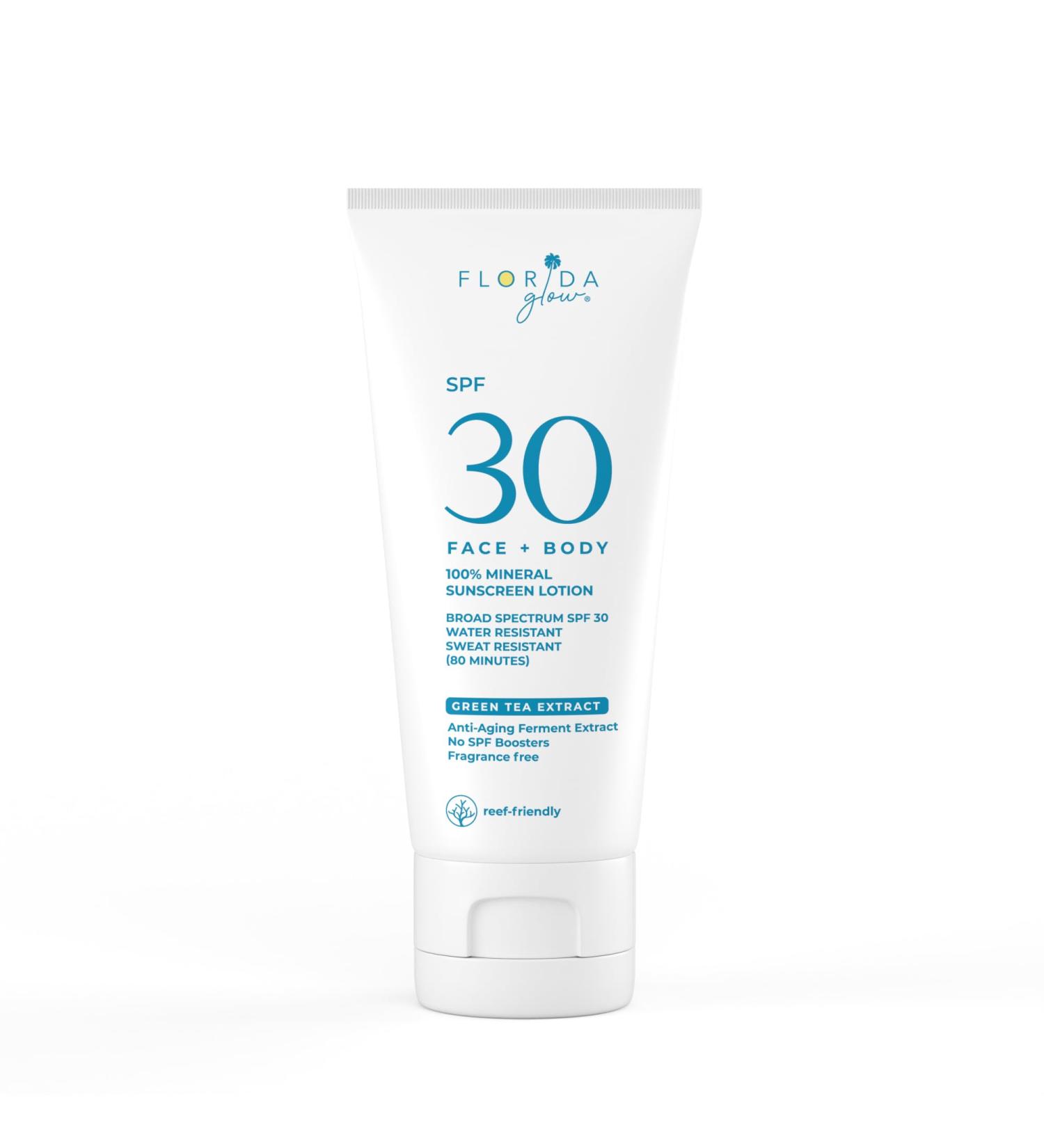 Florida Glow Mineral Sunscreen SPF 30 for Face & Body Lightweight Zinc Oxide Sunscreen Broad-Spectrum UVA/UVB Protection Water-Resistant (80 Min) Fragrance-Free Travel Size 3 oz - Buy Online on GoSupps.com